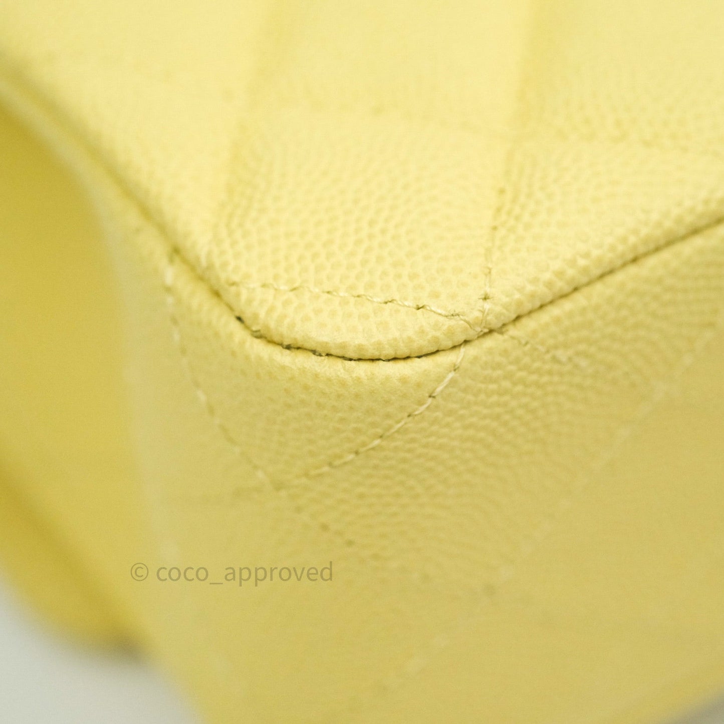 Chanel Classic M/L Medium Double Flap Bag Light Yellow Caviar Silver Hardware
