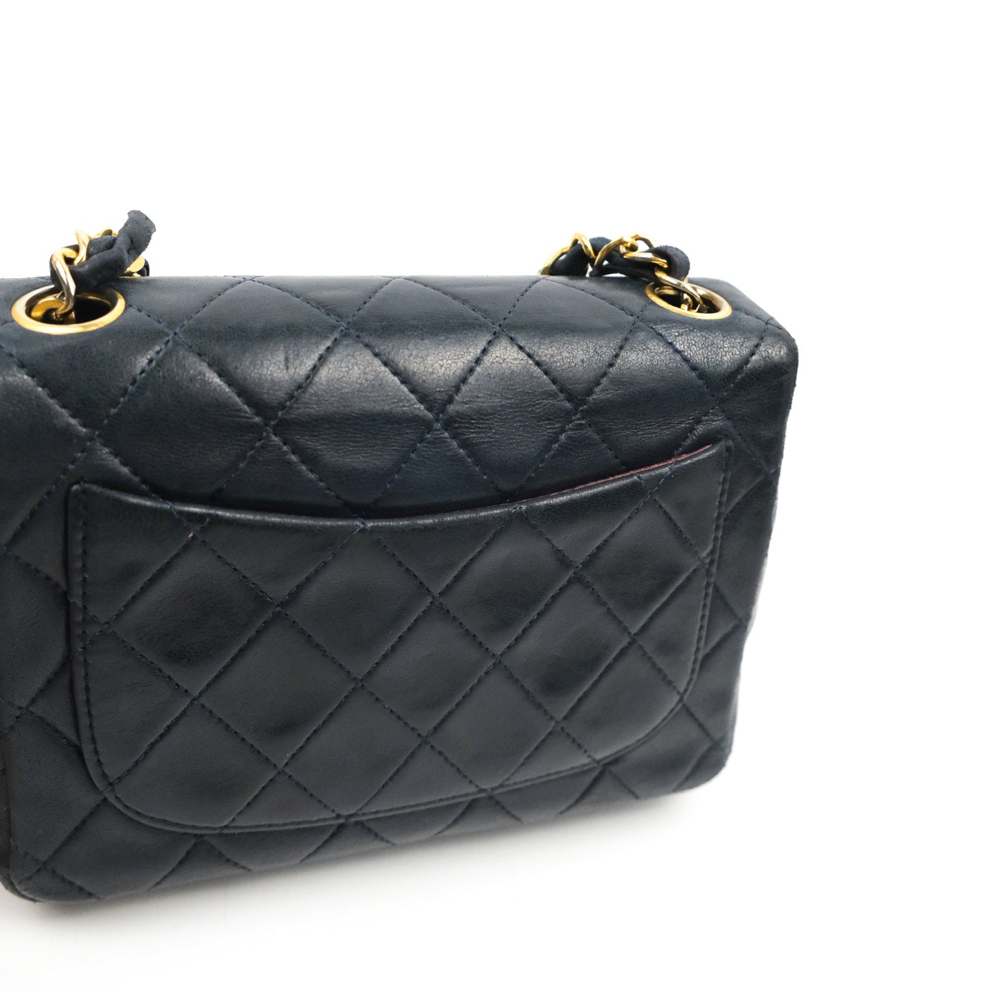 Chanel Vintage Mini Square Navy Lambskin 24K Gold Hardware