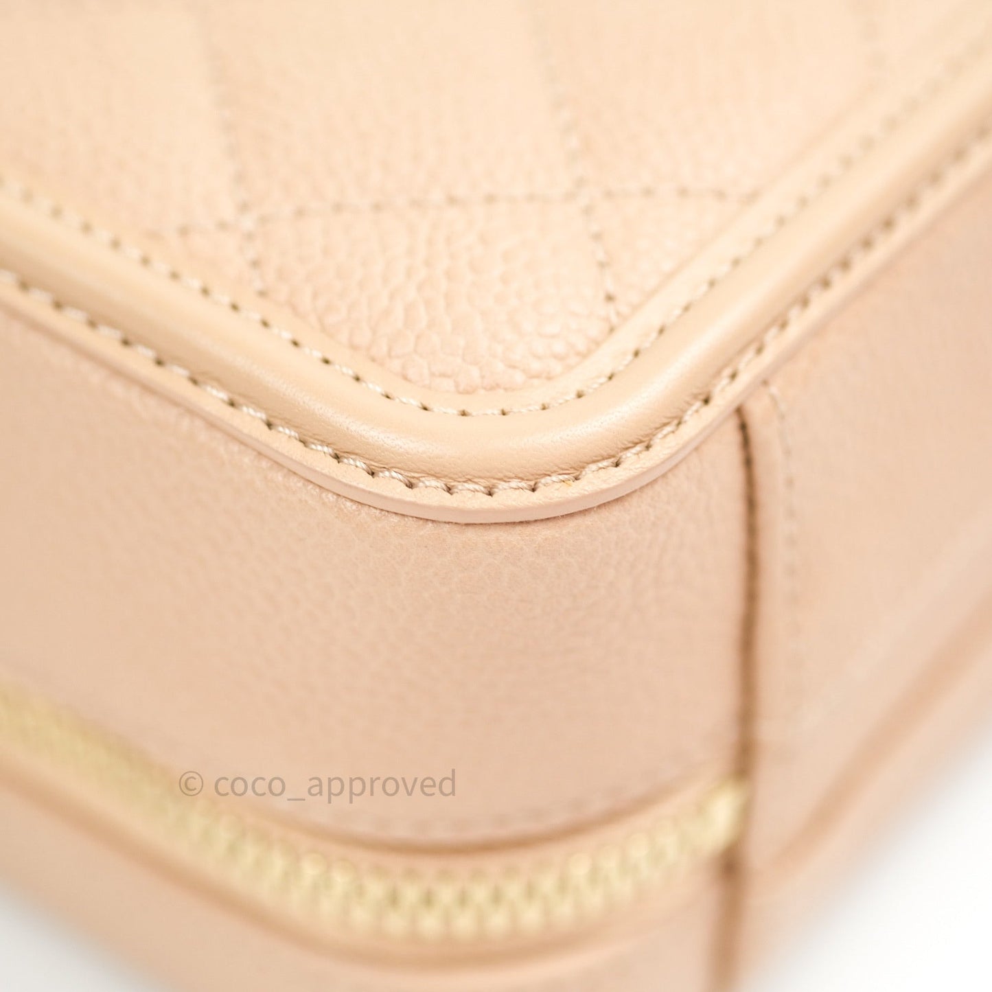 Chanel Quilted Small CC Filigree Vanity Case Beige Beige Caviar