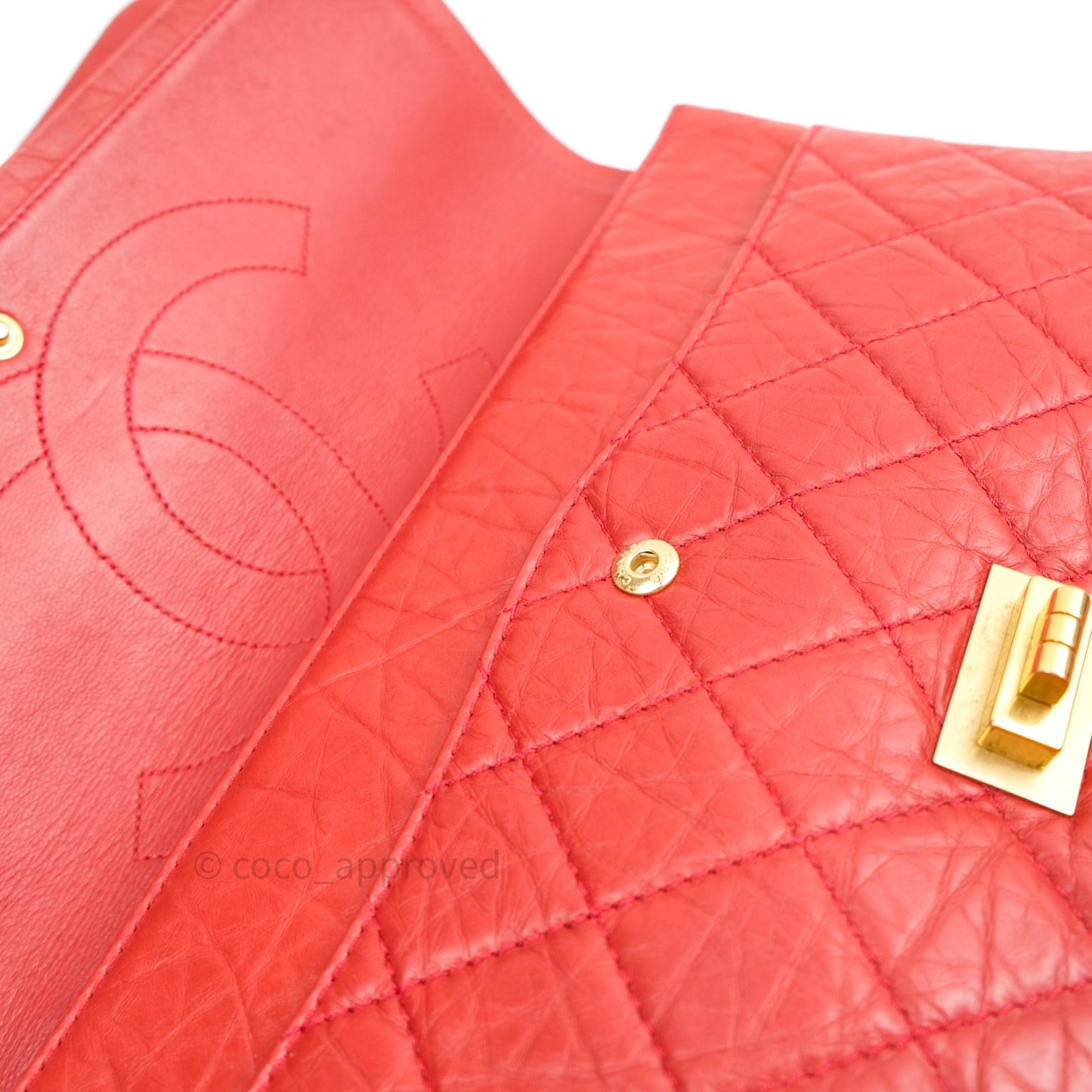 Chanel Reissue Quilted Aged Calfskin Coral Red Ruthenium Hardware 227