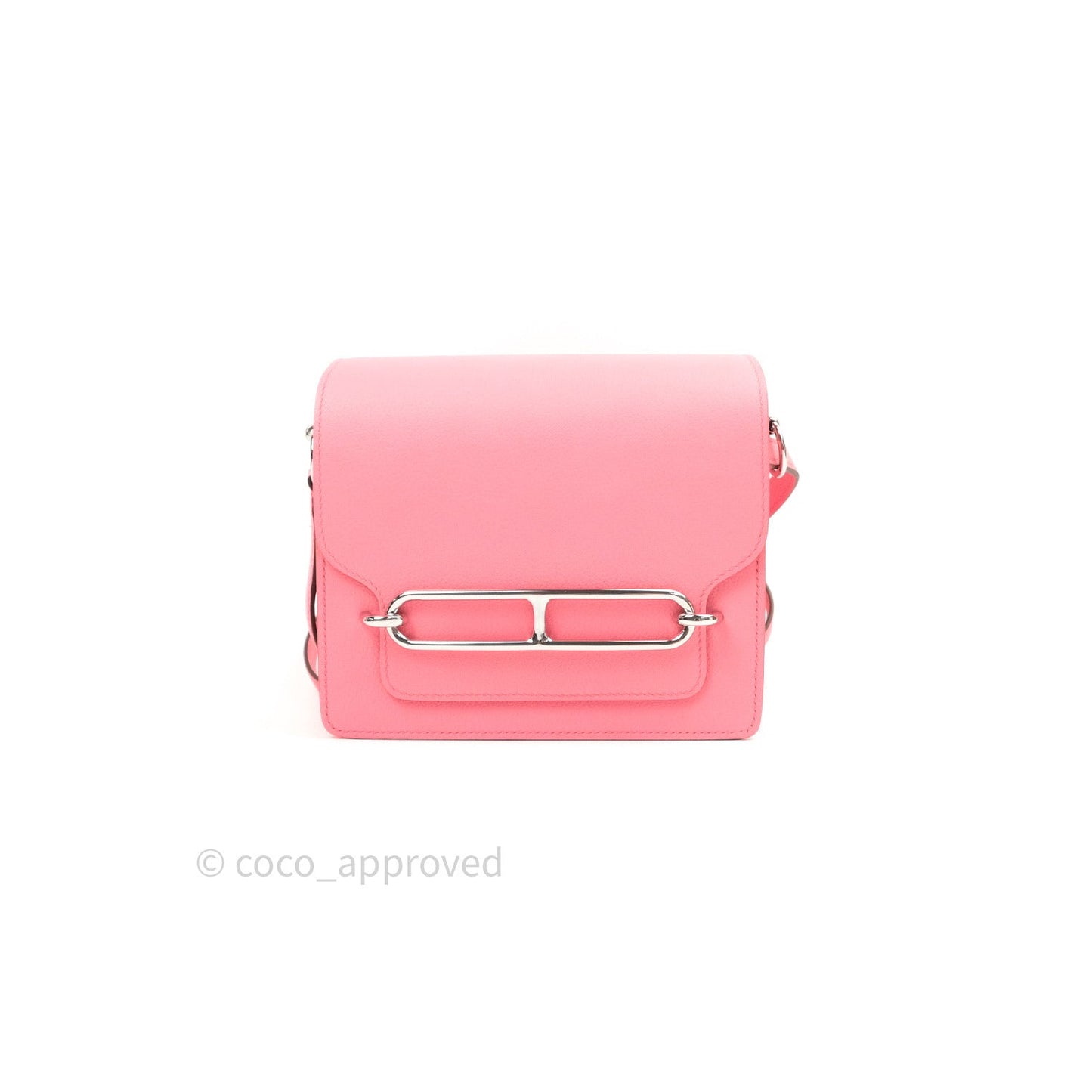 Hermès Roulis Mini 18 Rose Azalee Evercolor Palladium Hardware