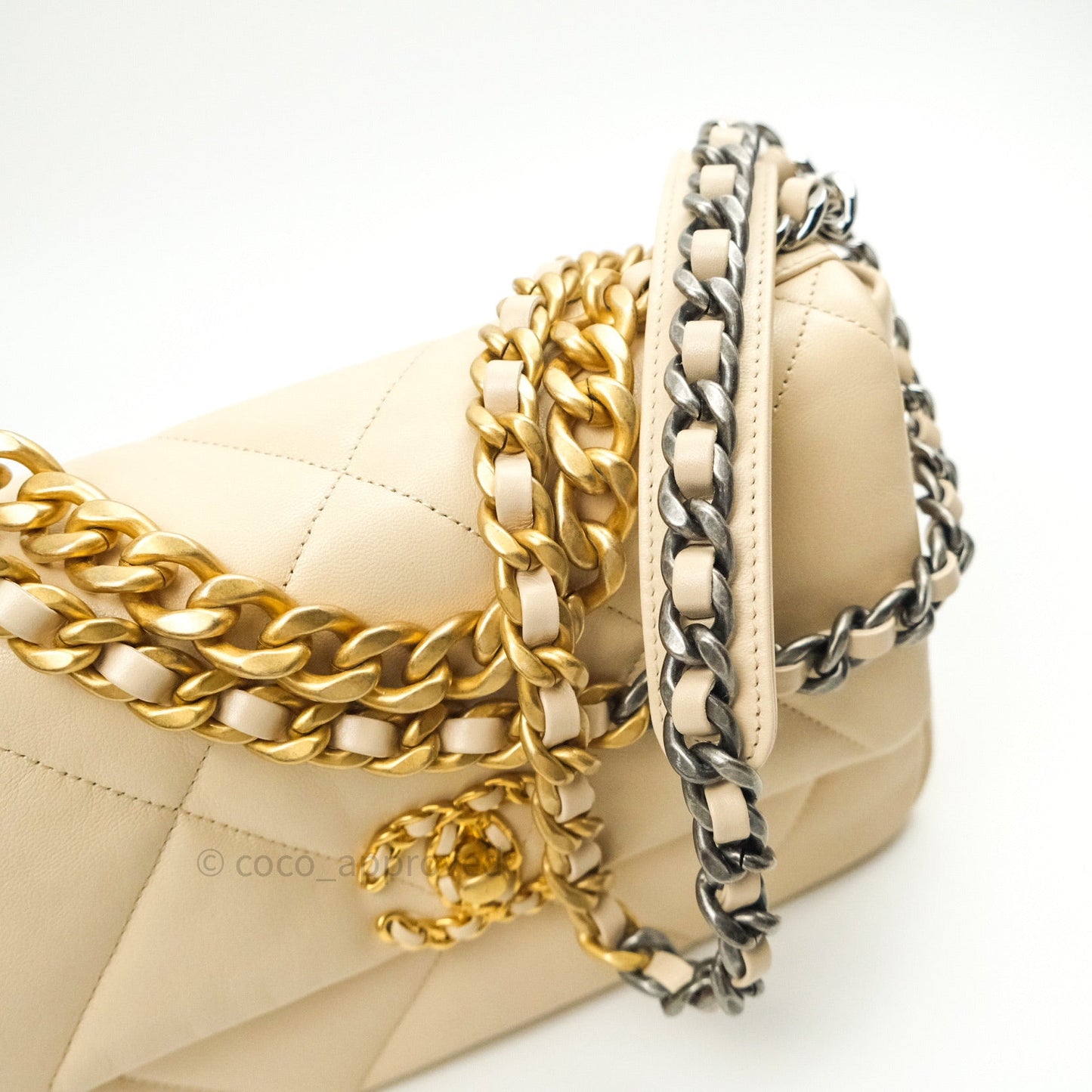 Chanel 19 Small Beige Goatskin Mixed Hardware 20A