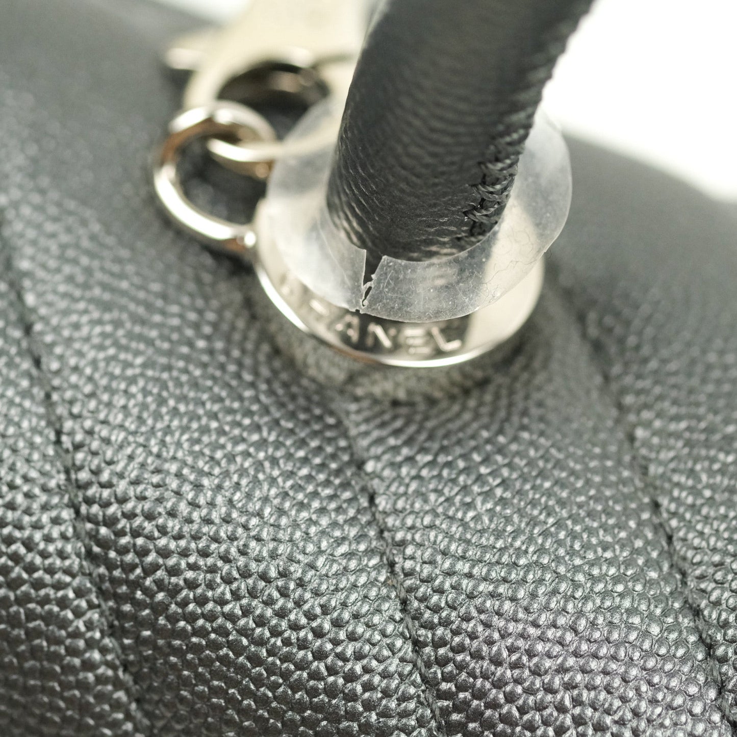 Chanel Coco Handle Chevron Mini Dark Grey Caviar Quilted Dark Silver Hardware