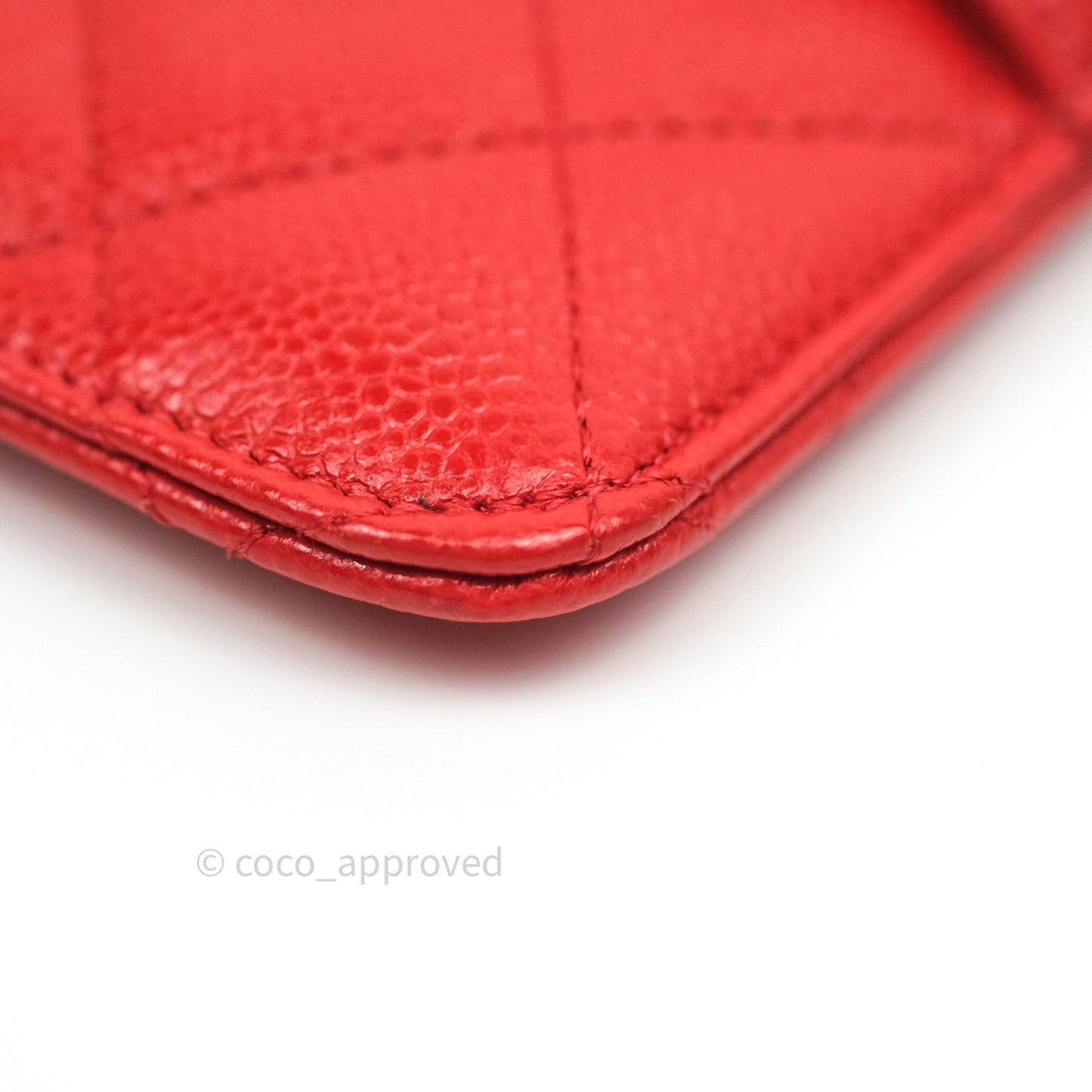 Chanel Red Caviar Phone Holder Long Zip Wallet