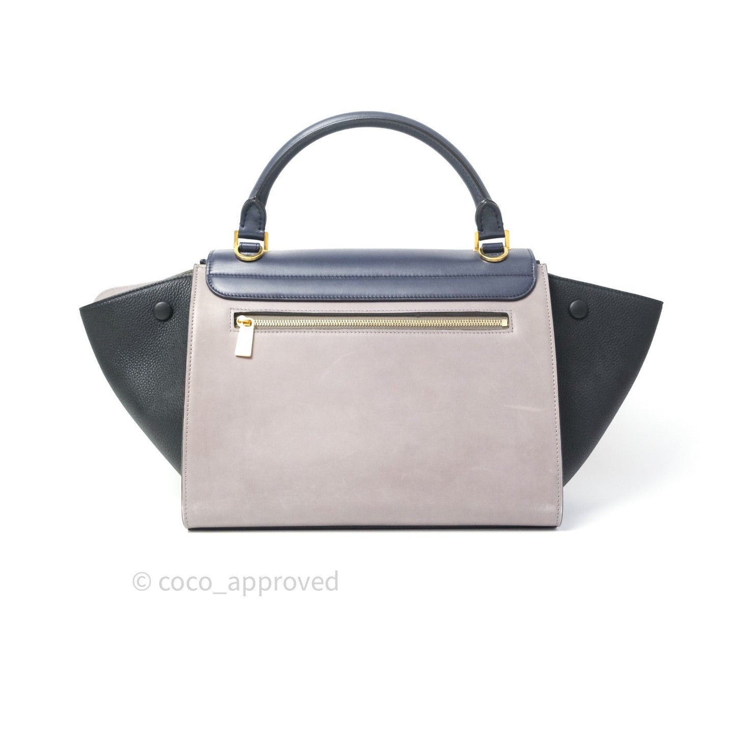 Celine Sleek Calfskin Small Tri-Color Trapeze Dark Blue