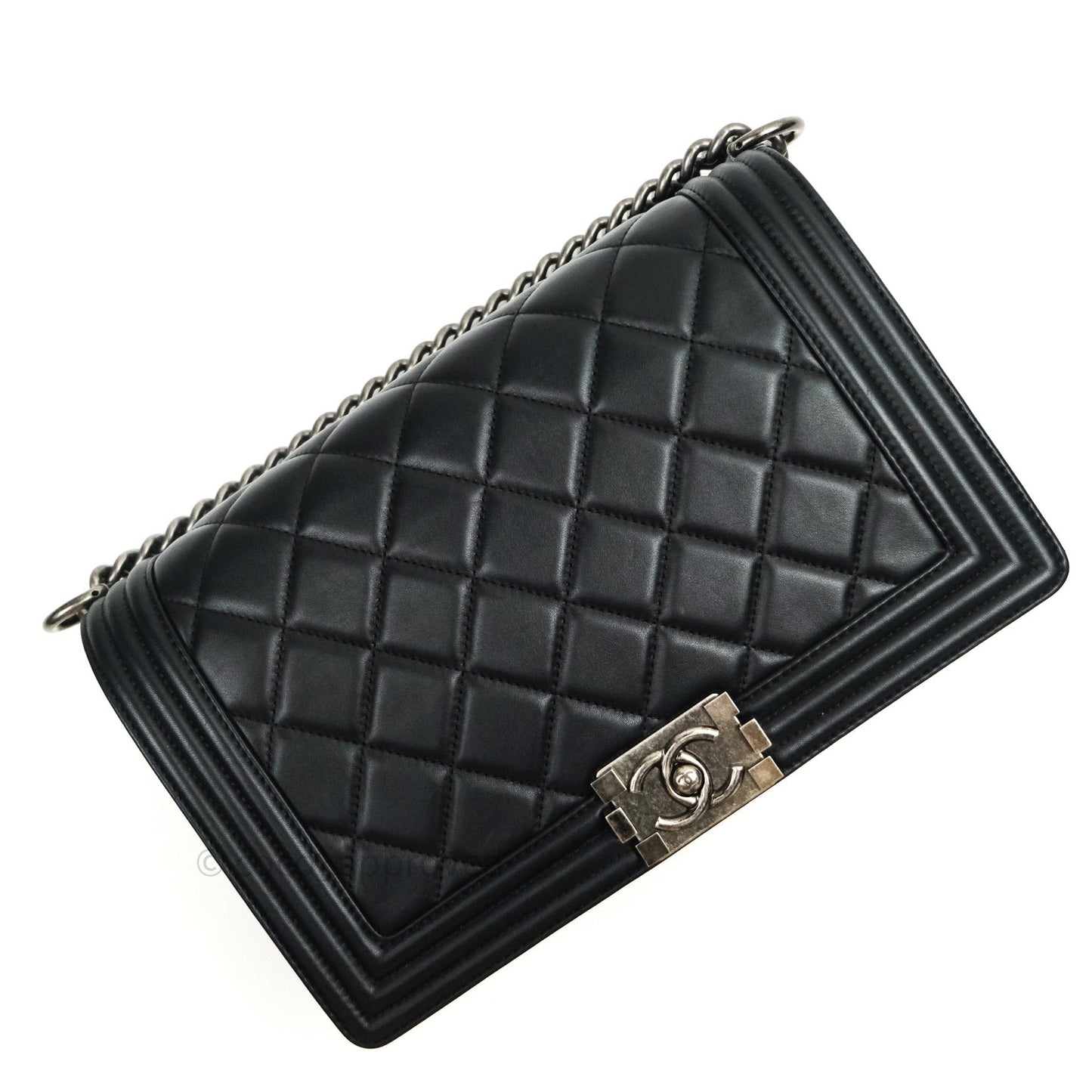 Chanel Quilted Boy New Medium Black Calfskin Ruthenium Hardware