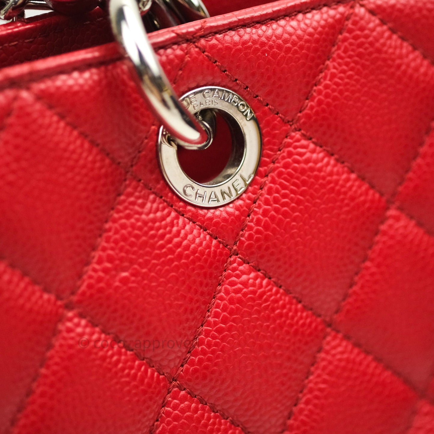 Chanel XL Grand Shopping Tote GST Red Caviar Silver Hardware