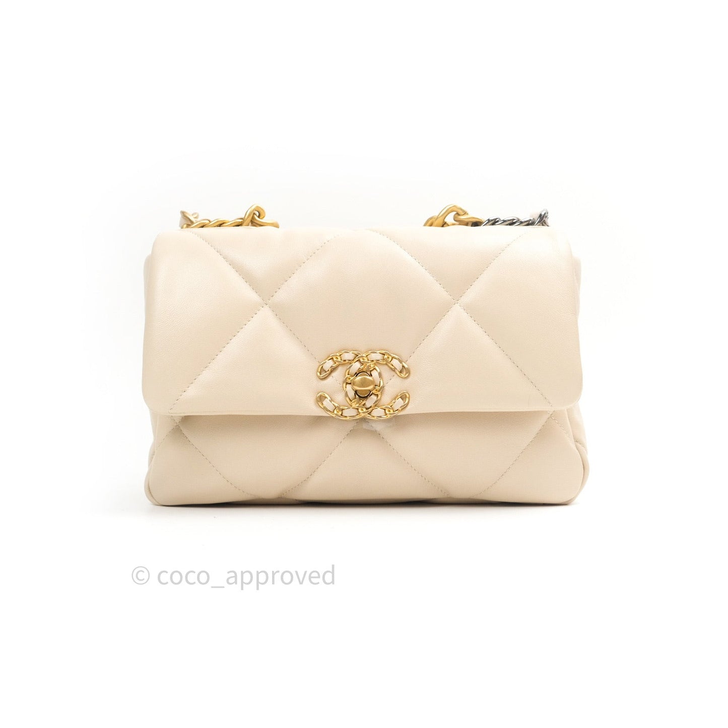 Chanel 19 Small Beige Goatskin Mixed Hardware