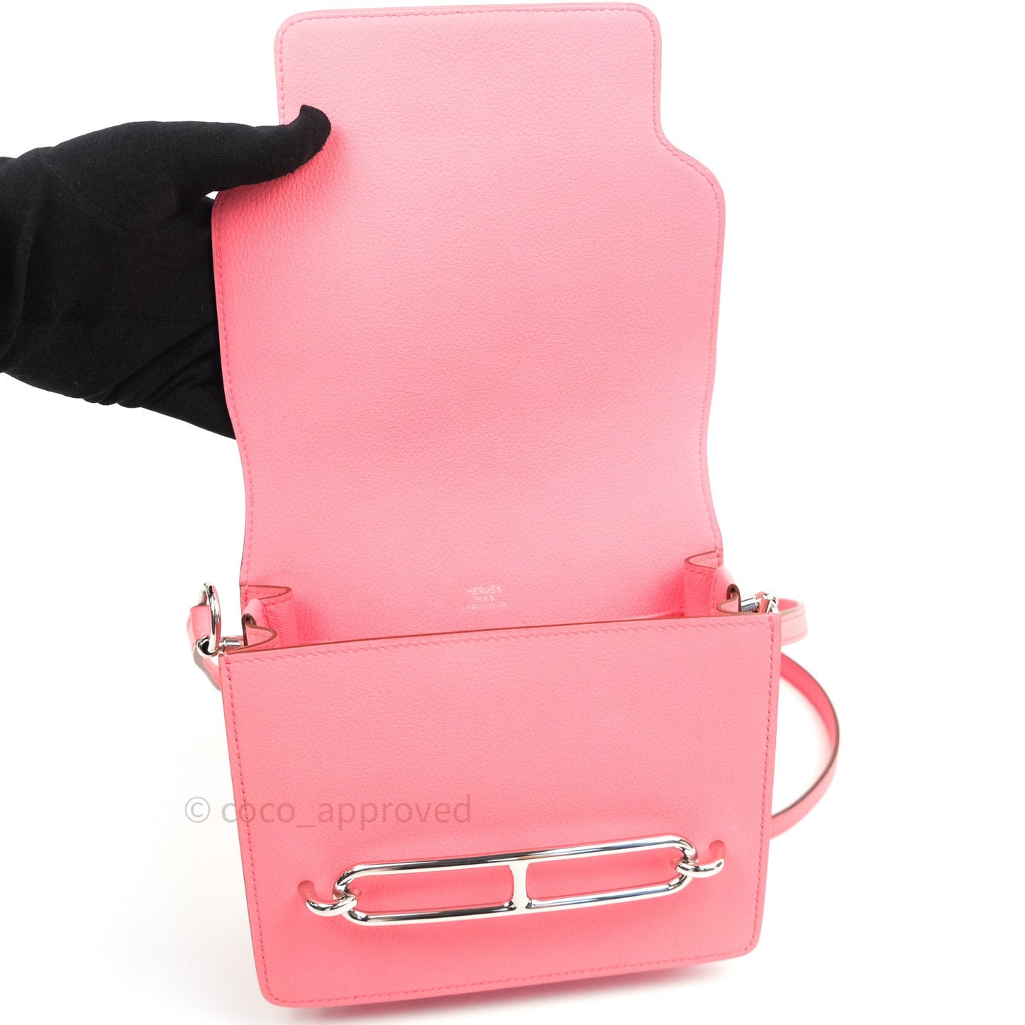 Hermès Roulis Mini 18 Rose Azalee Evercolor Palladium Hardware