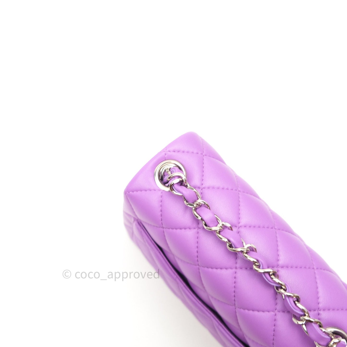 Chanel Mini Square Purple Lambskin Silver Hardware