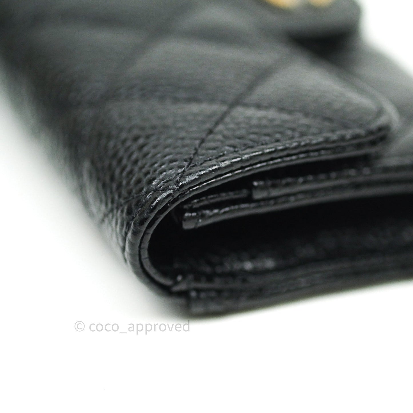 Chanel Caviar Quilted Flap Card Holder Black Gold Hardware