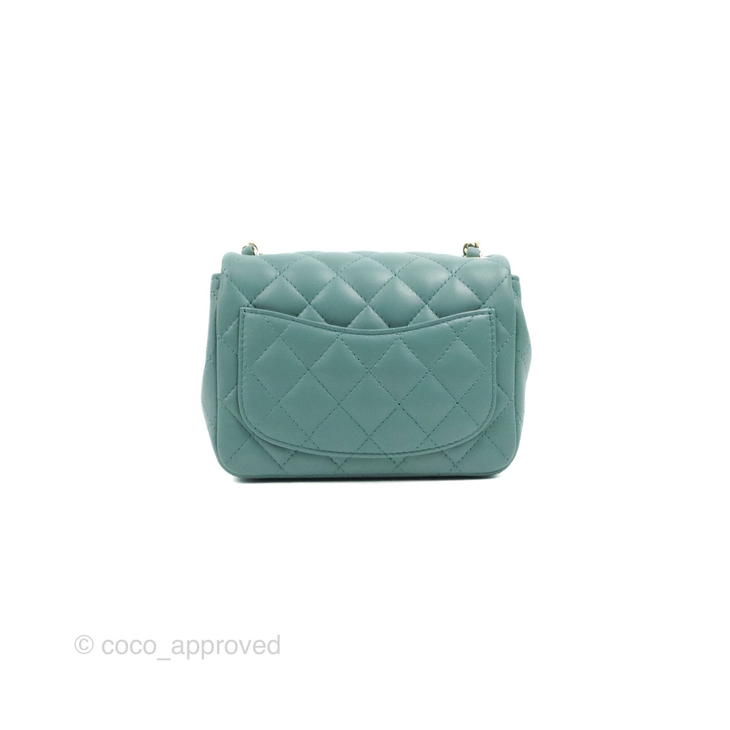 Chanel Mini Square Teal Green Lambskin Gold Hardware