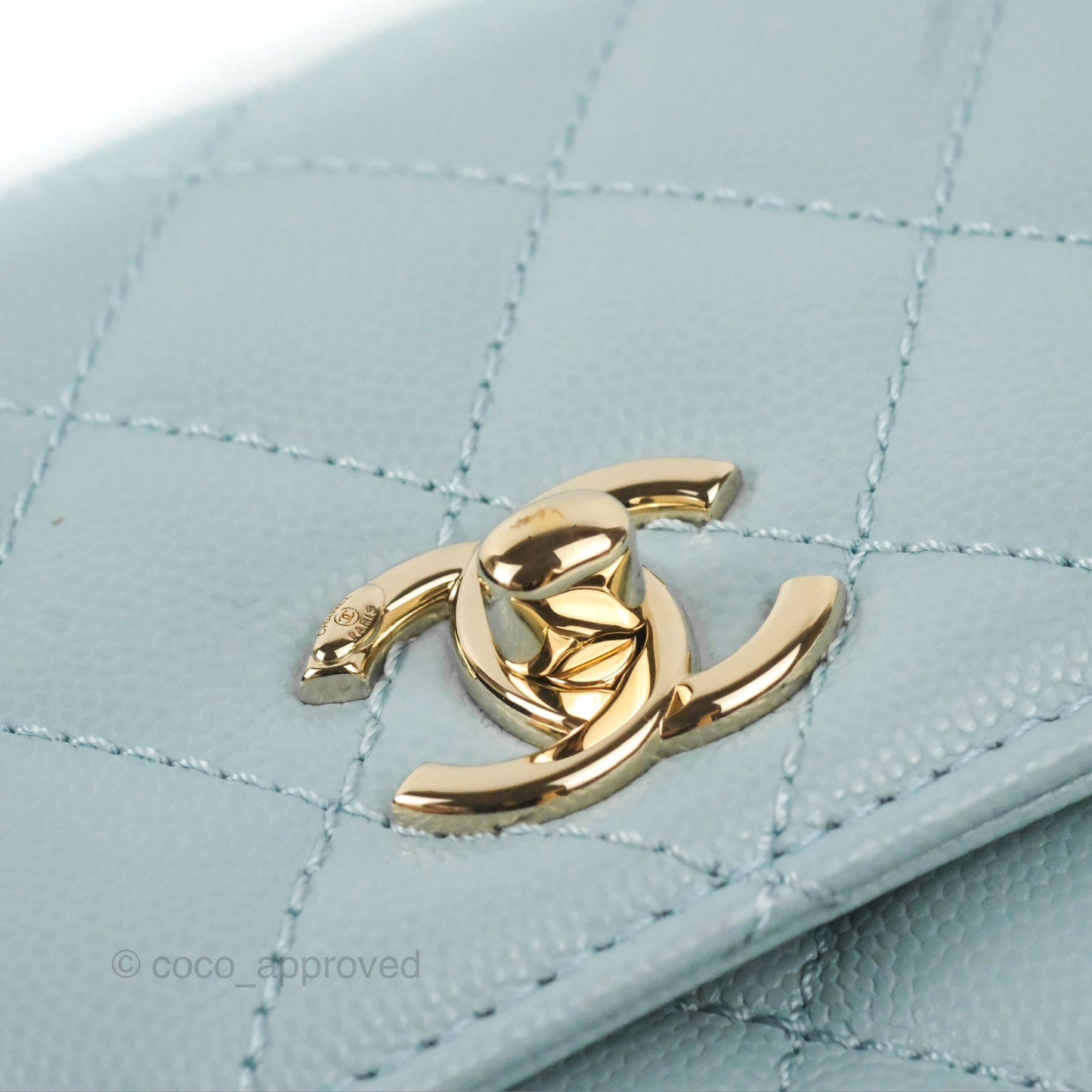 Chanel Small Coco Handle Blue Caviar Gold Hardware