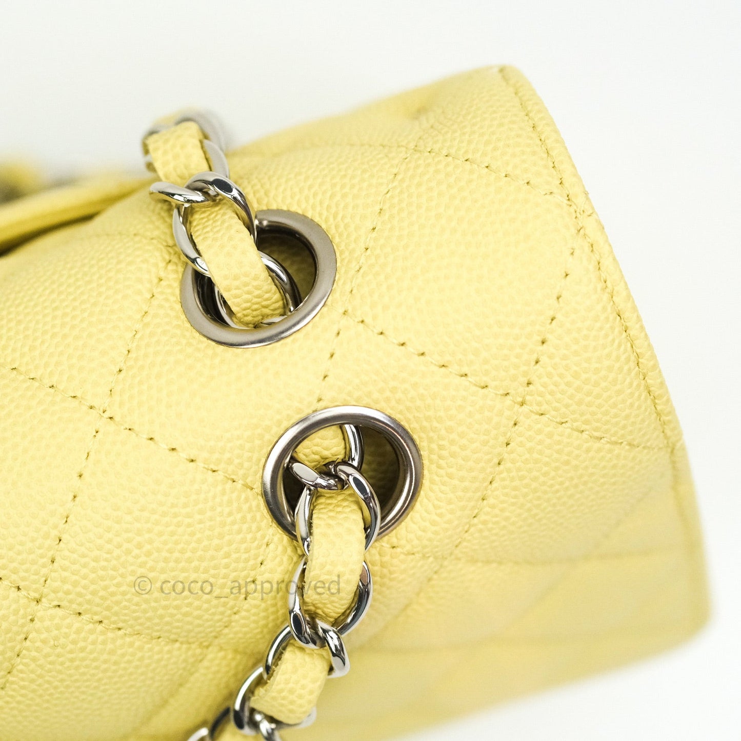 Chanel Classic M/L Medium Double Flap Bag Light Yellow Caviar Silver Hardware