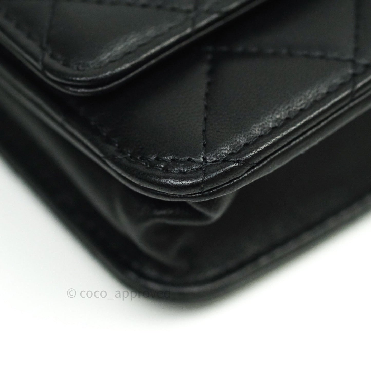 Chanel Quilted Wallet on Chain WOC Black Lambskin Beige Hardware