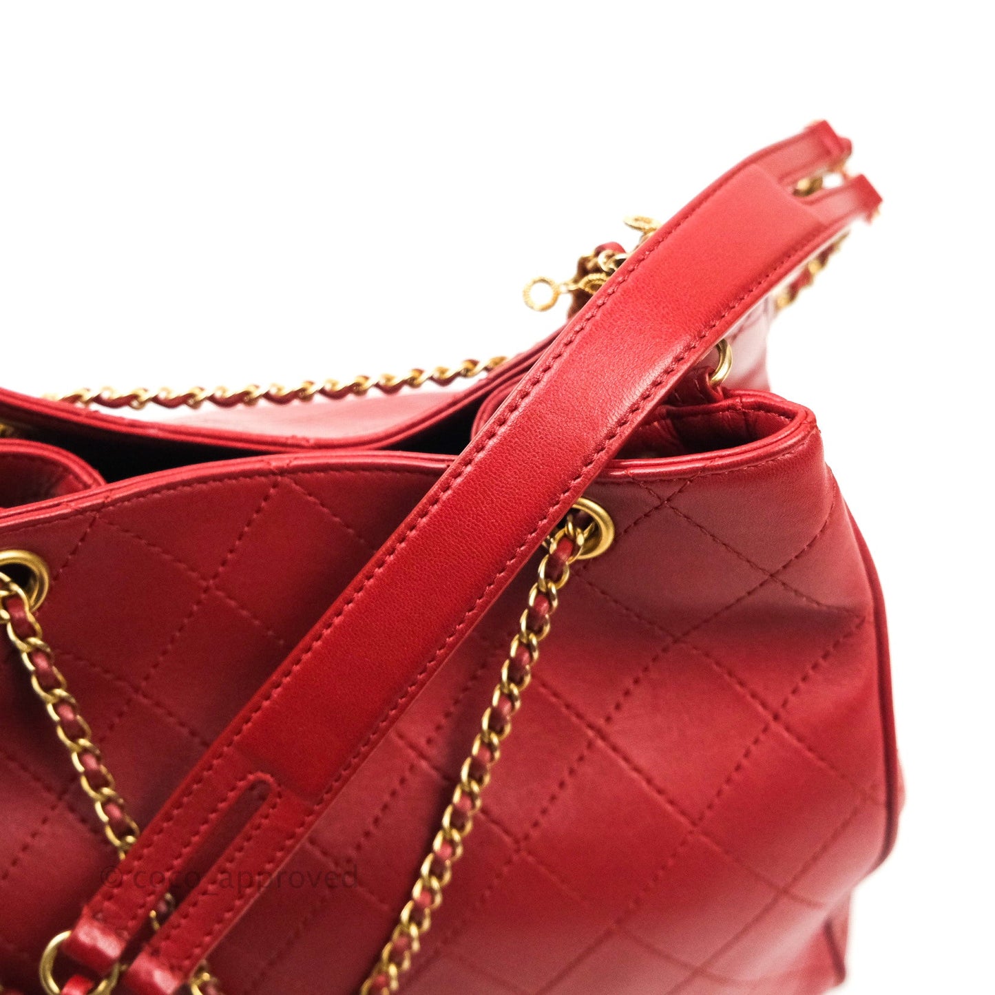 Chanel Egyptian Amulet Drawstring Bag Red Calfskin Stitched