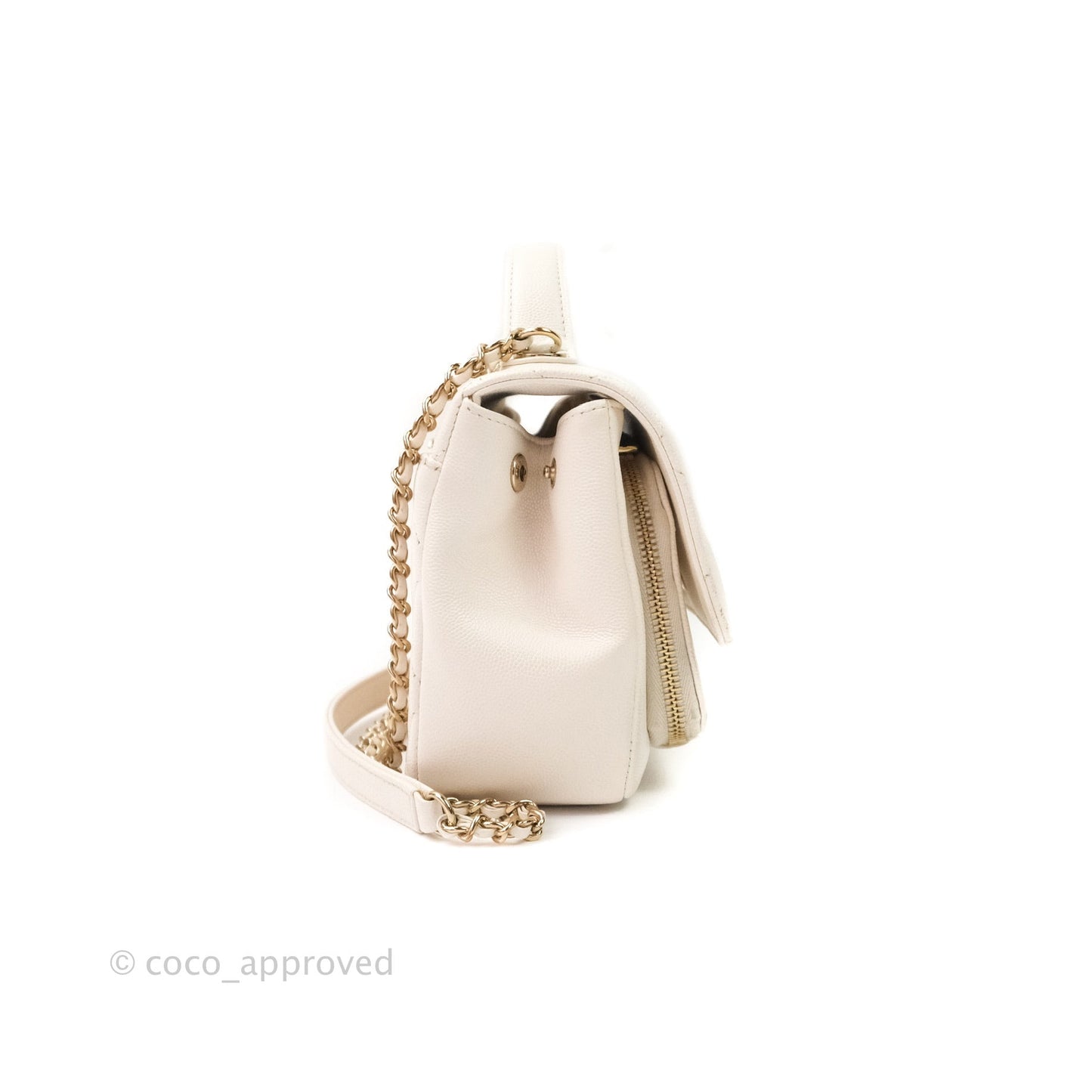 Chanel Quilted Small Business Affinity Flap Ivory Caviar Light Gold Hardware