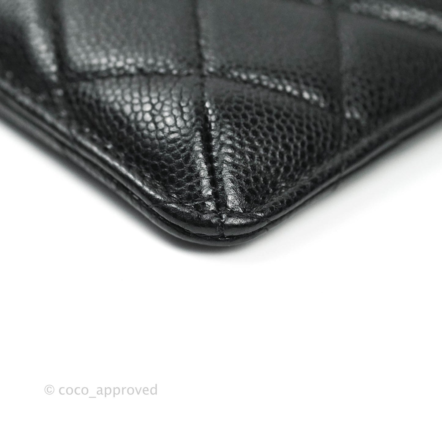 Chanel Classic Flat Black Caviar Wallet Pouch Silver Hardware