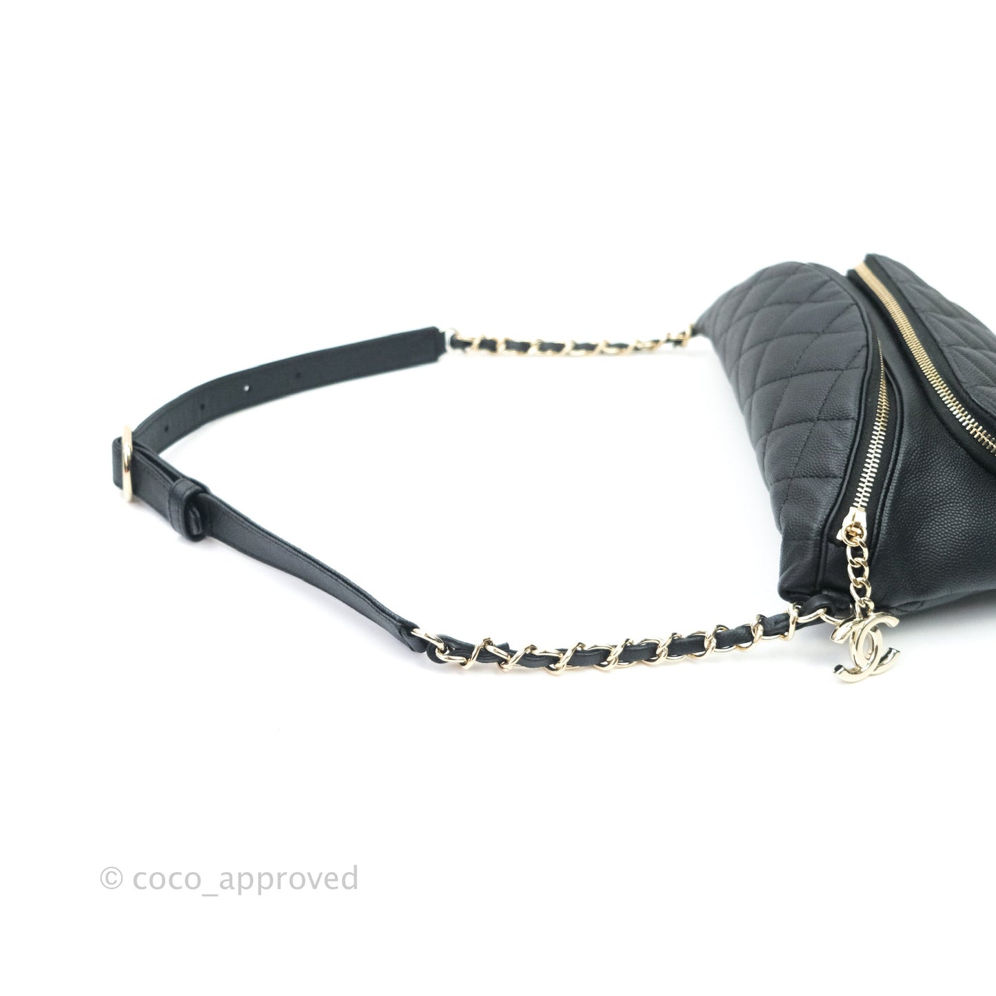 Chanel Quilted Business Affinity Waist Belt Bag Black Caviar Gold Hardware