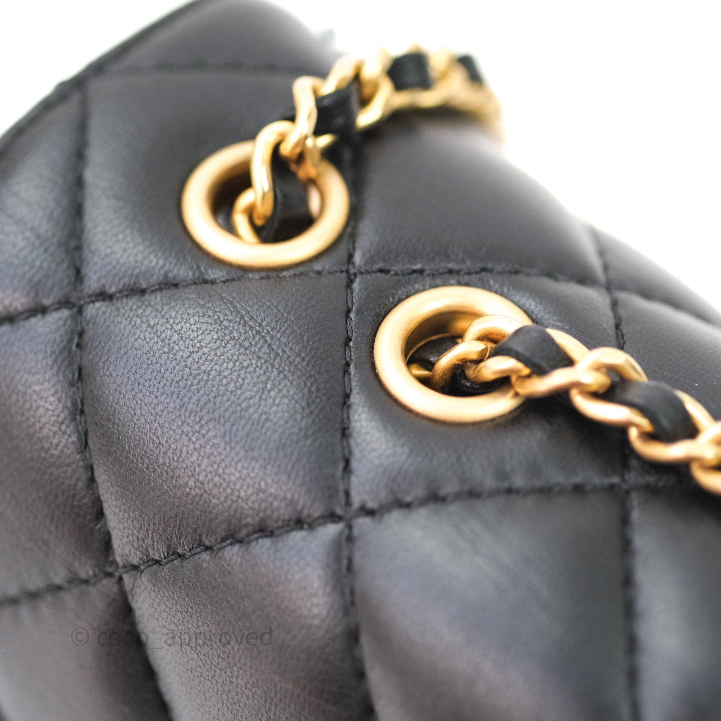 Chanel Coco Vintage Flap Small Bag Black Lambskin Gold Hardware