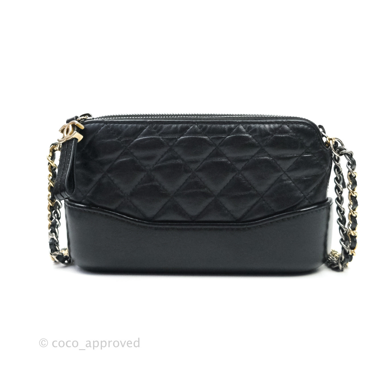 Chanel Gabrielle Clutch With Chain Aged Calfskin Black Mixed Hardware