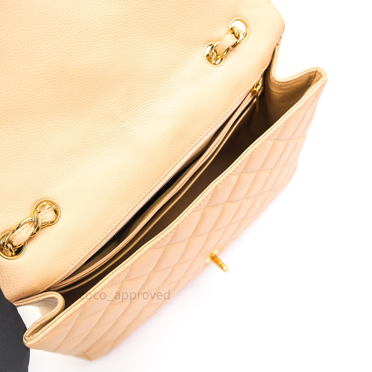 Chanel Classic Jumbo Single Flap Beige Caviar Gold Hardware⁣⁣