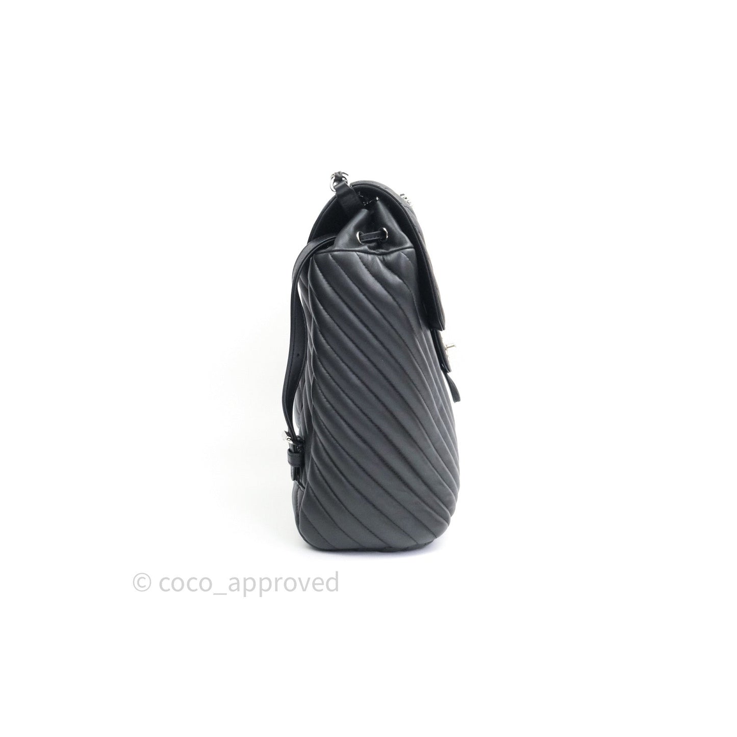 Chanel Calfskin Chevron Small Urban Spirit Backpack Black Silver Hardware