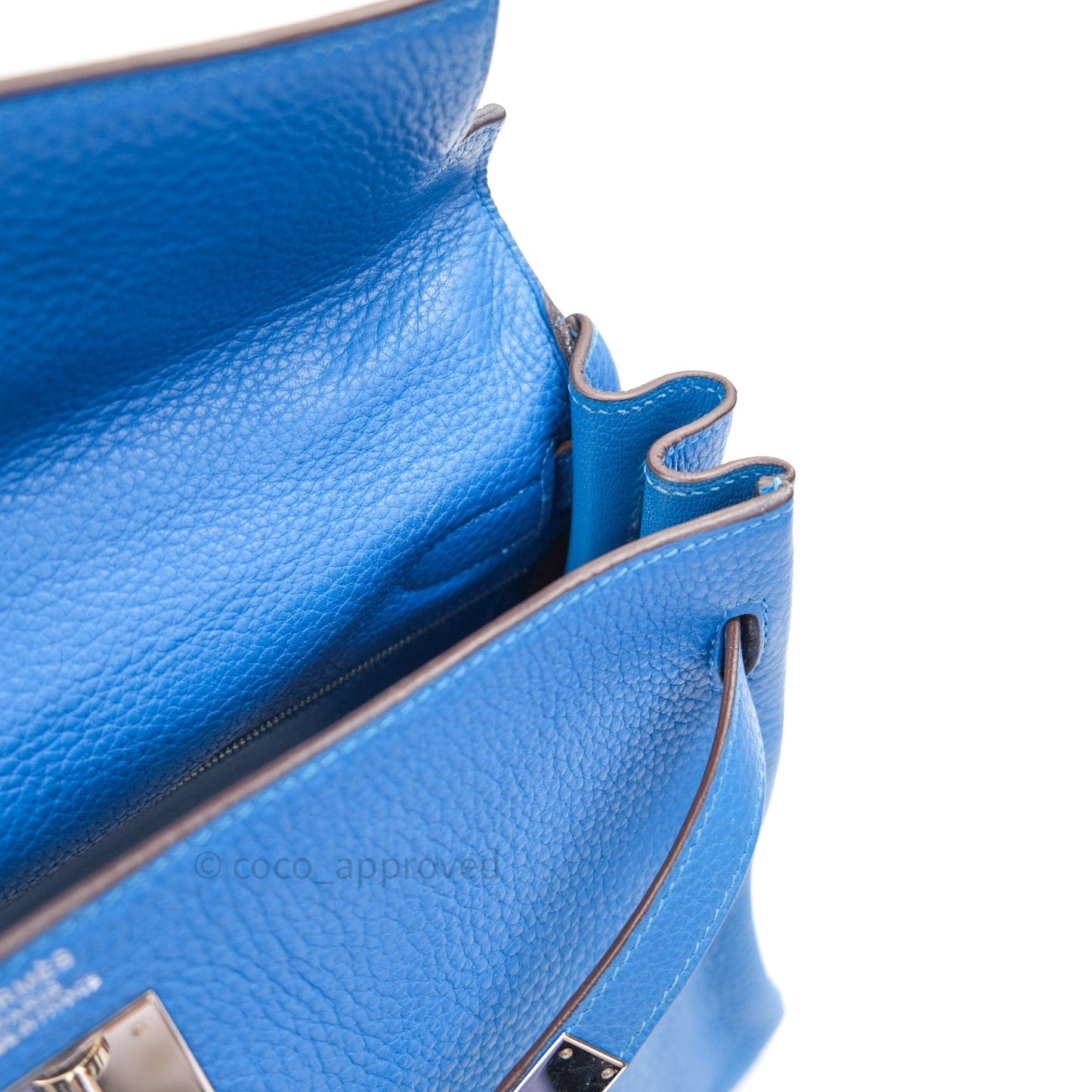 Hermès Kelly Retourne 32 Blue Mykonos Togo Palladium Hardware