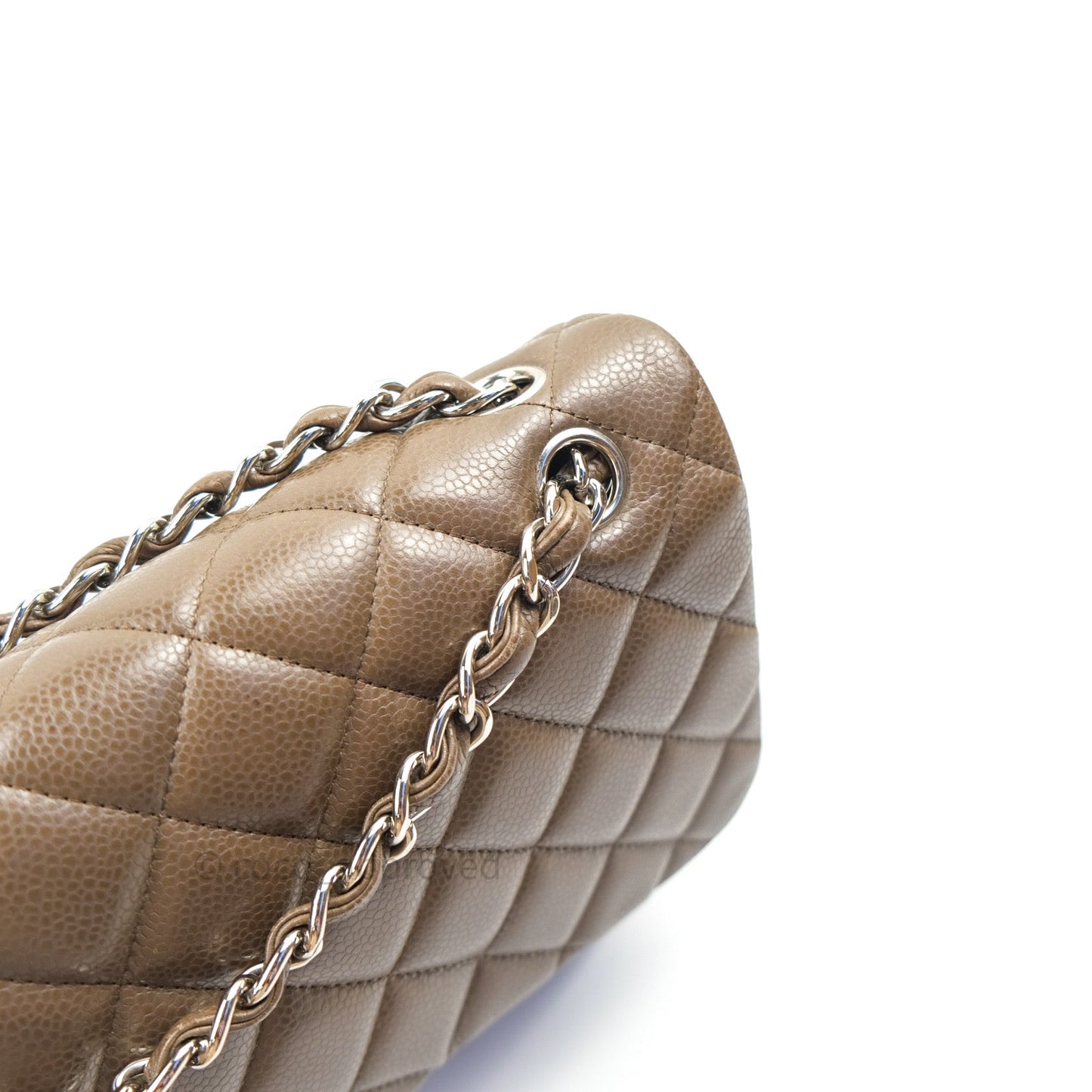 Chanel Classic Double Flap Quilted Jumbo Double Flap Khaki Caviar Silver Hardware