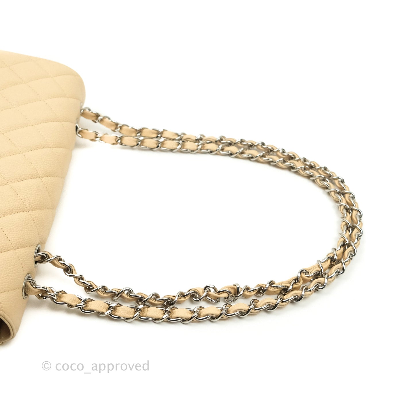 Chanel Jumbo Single Flap Beige Caviar Silver Hardware⁣⁣
