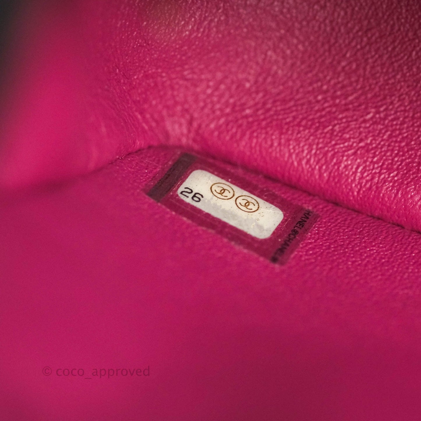 Chanel Chevron Mini Rectangular Lambskin Flap Dark Pink Gold Hardware