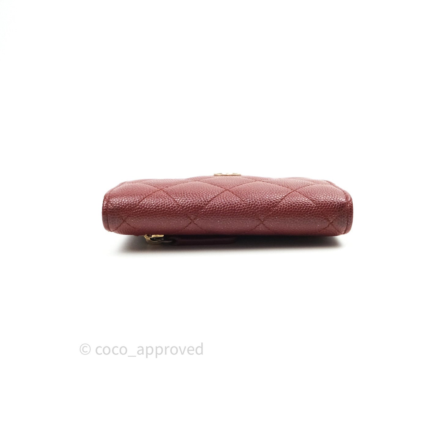 Chanel Classic Small Compact Wallet Iridescent Burgundy Gold Hardware