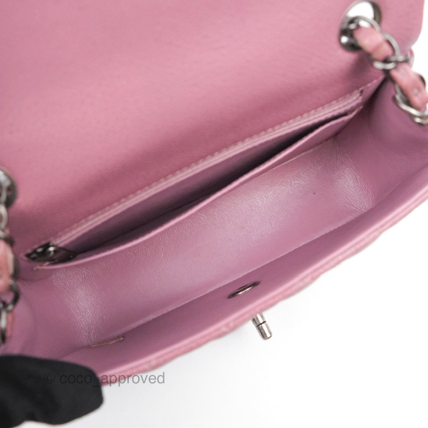 Chanel Quilted Mini Rectangular Flap Dark Pink Caviar Ruthenium Hardware