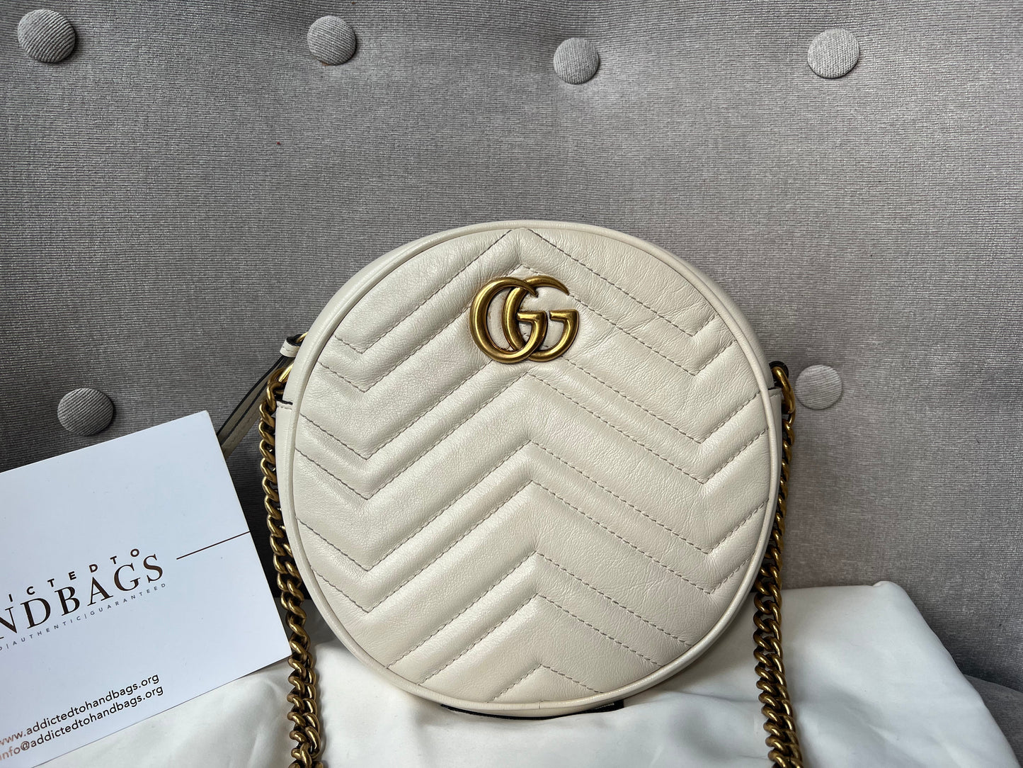 Luxury Gucci GG Round White Marmont Small Shoulder Bag