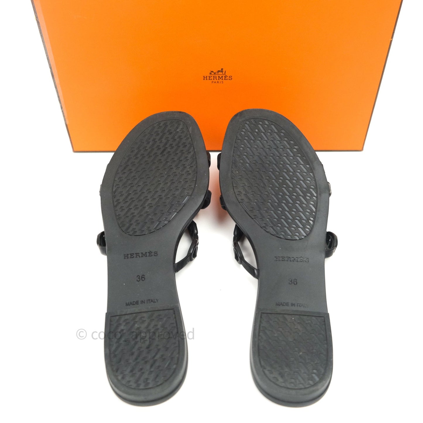 Hermès Rivage Sandals Black Size 36