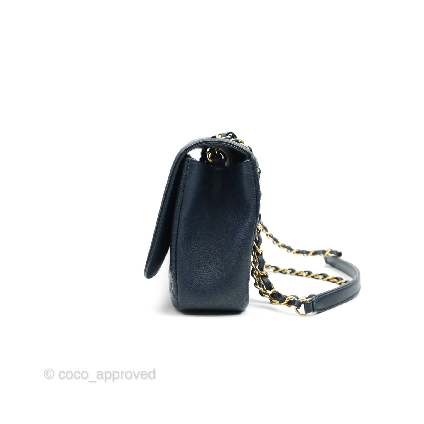 Chanel Quilted Medium CC Filigree Flap Navy Caviar Aged Gold Hardware