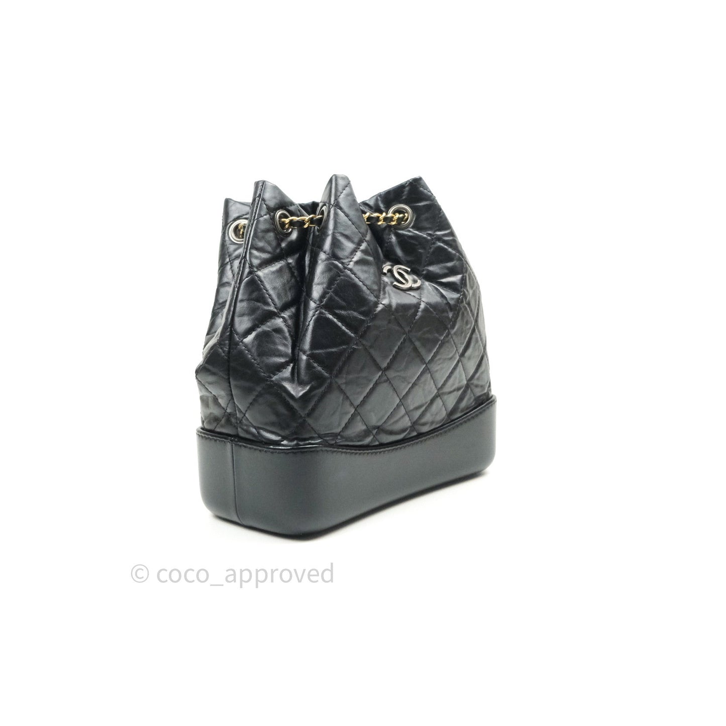 Chanel Gabrielle Backpack Black Aged Calfskin Small Black Mixed Hardware