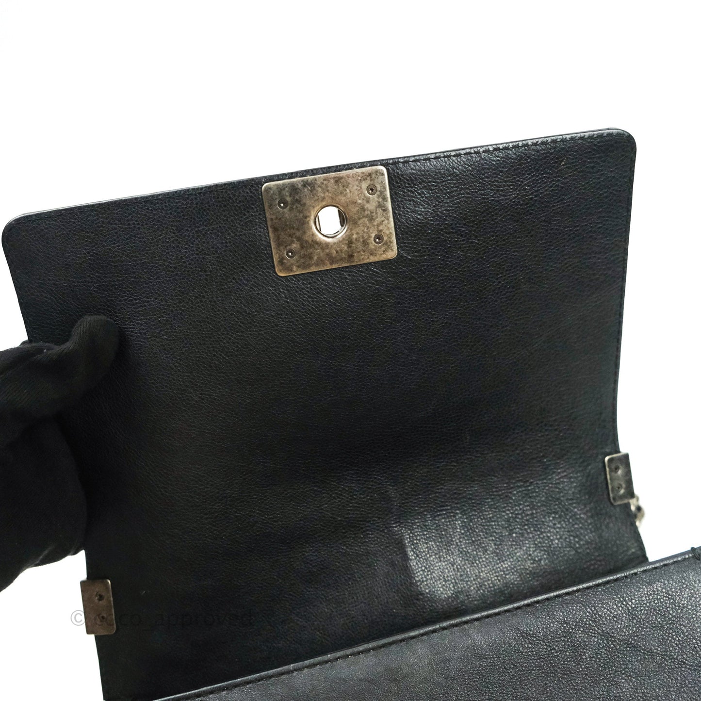 Chanel Boy Quilted Medium Black Grained Calfskin Ruthenium Hardware