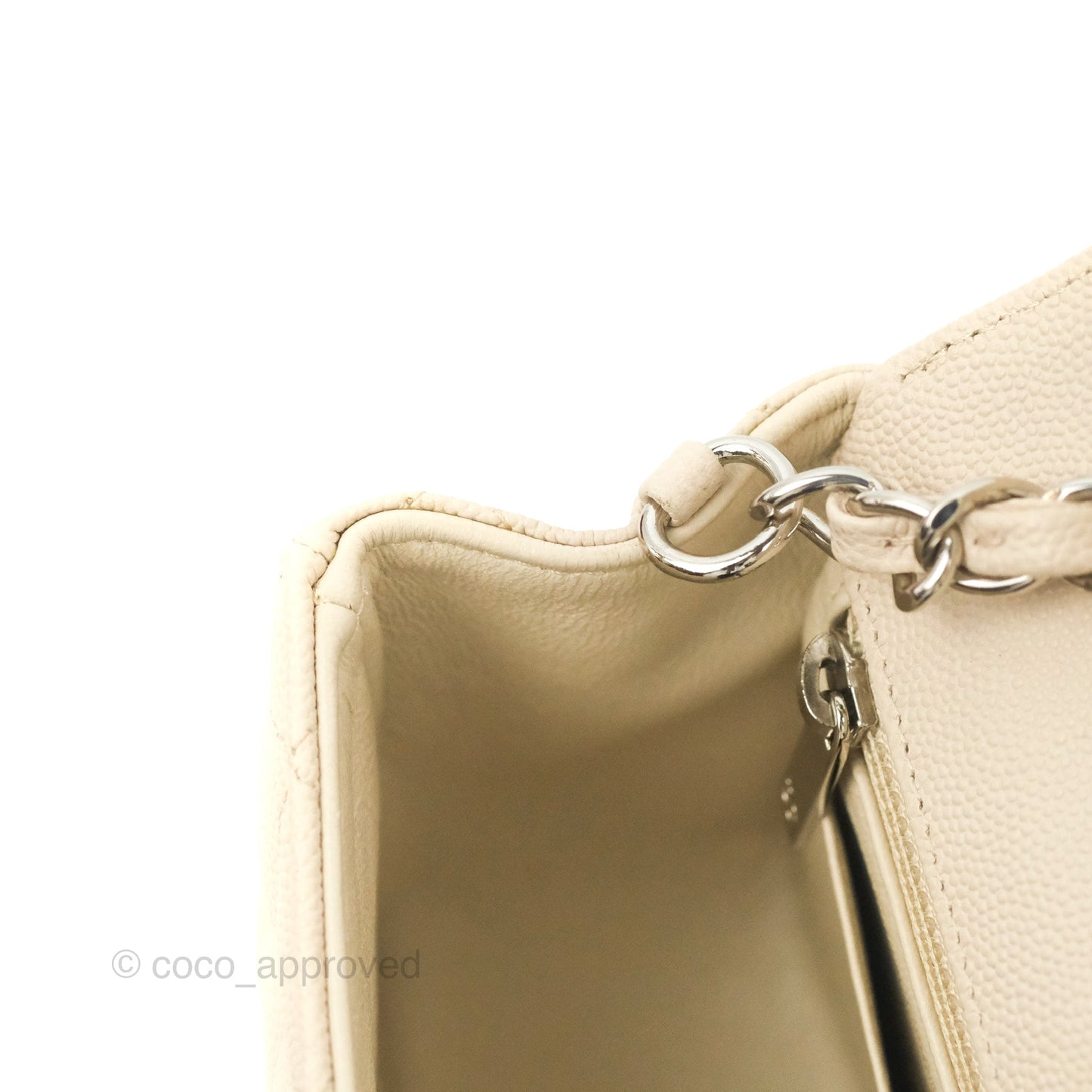 Chanel Quilted Mini Rectangular Ivory Caviar Silver Hardware