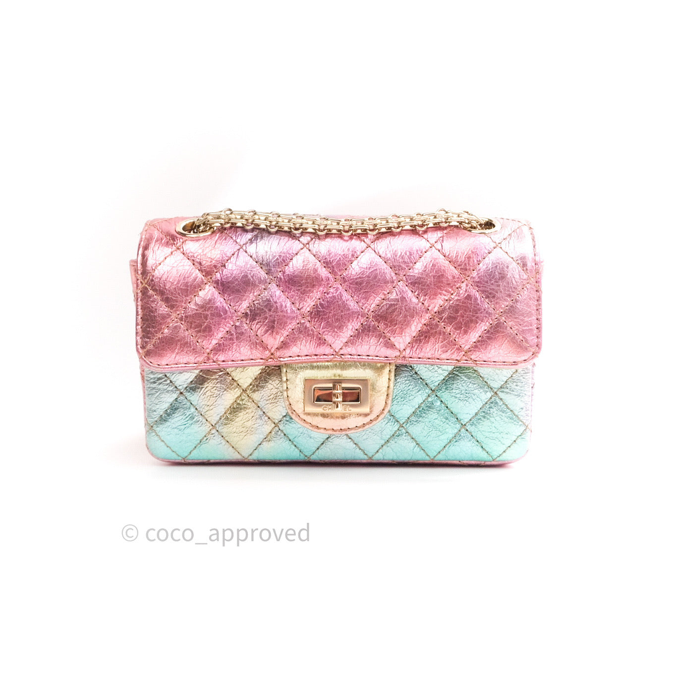 Chanel Mini Reissue 224 Rainbow Quilted Calfskin Gold Hardware