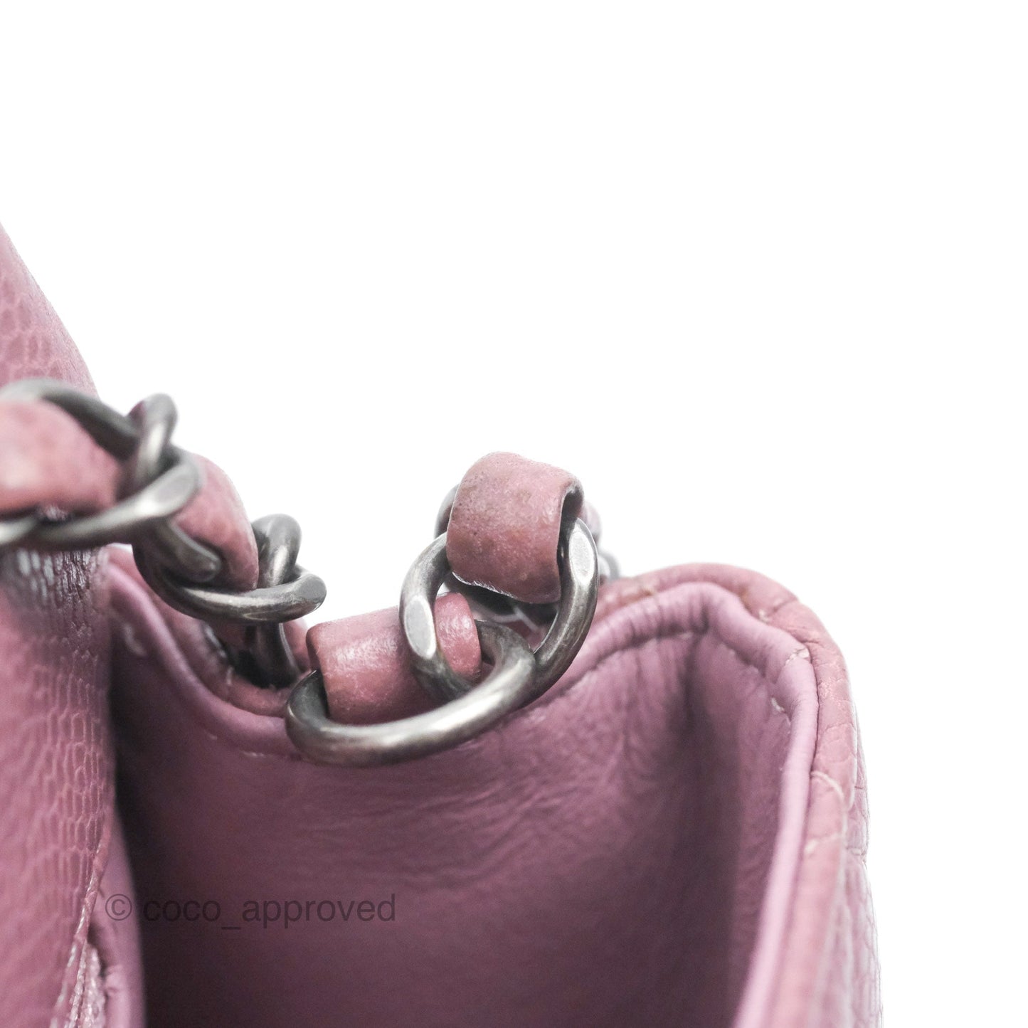 Chanel Quilted Mini Rectangular Flap Dark Pink Caviar Ruthenium Hardware