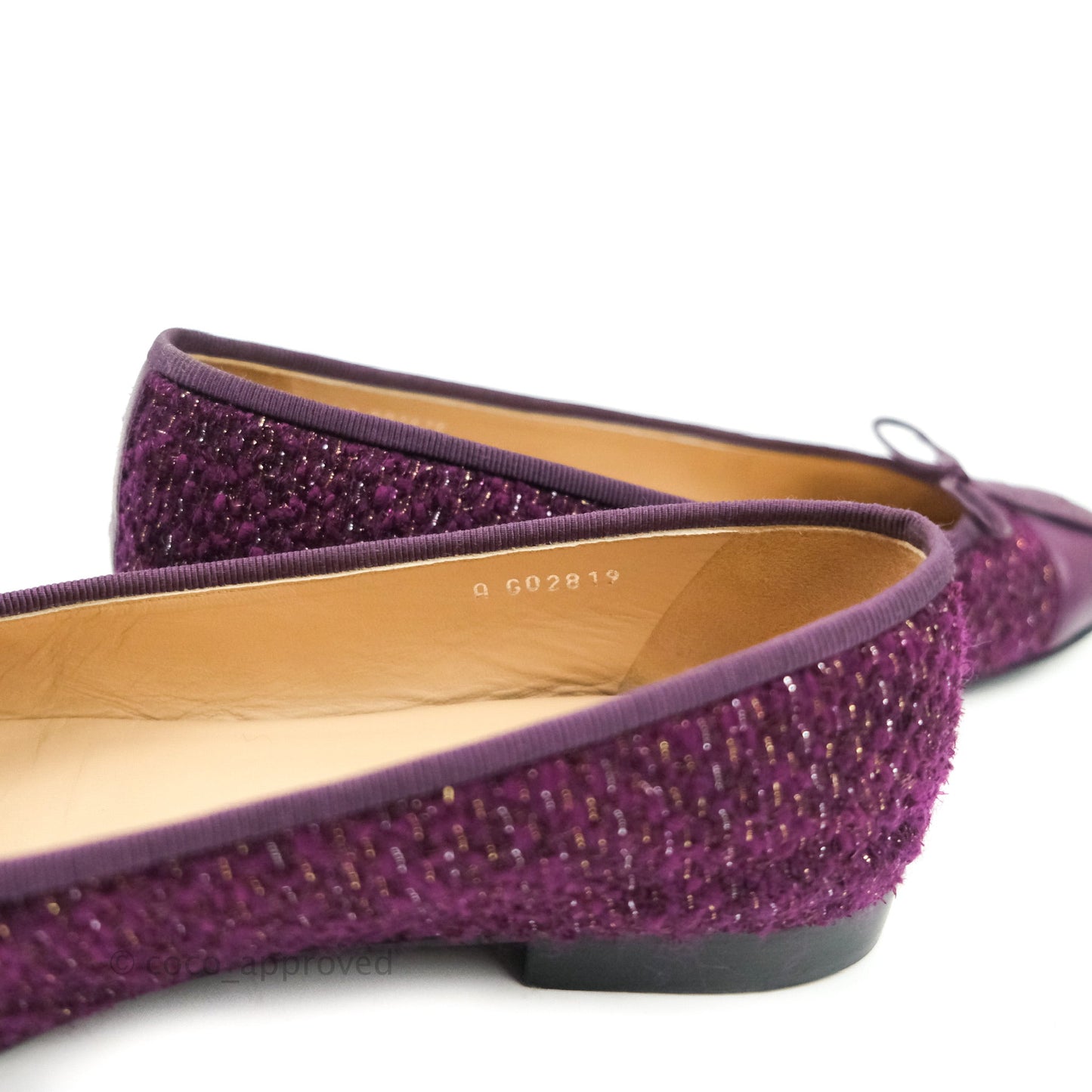 Chanel Ballerina CC Tweed Lambskin Purple Size 38 1/2