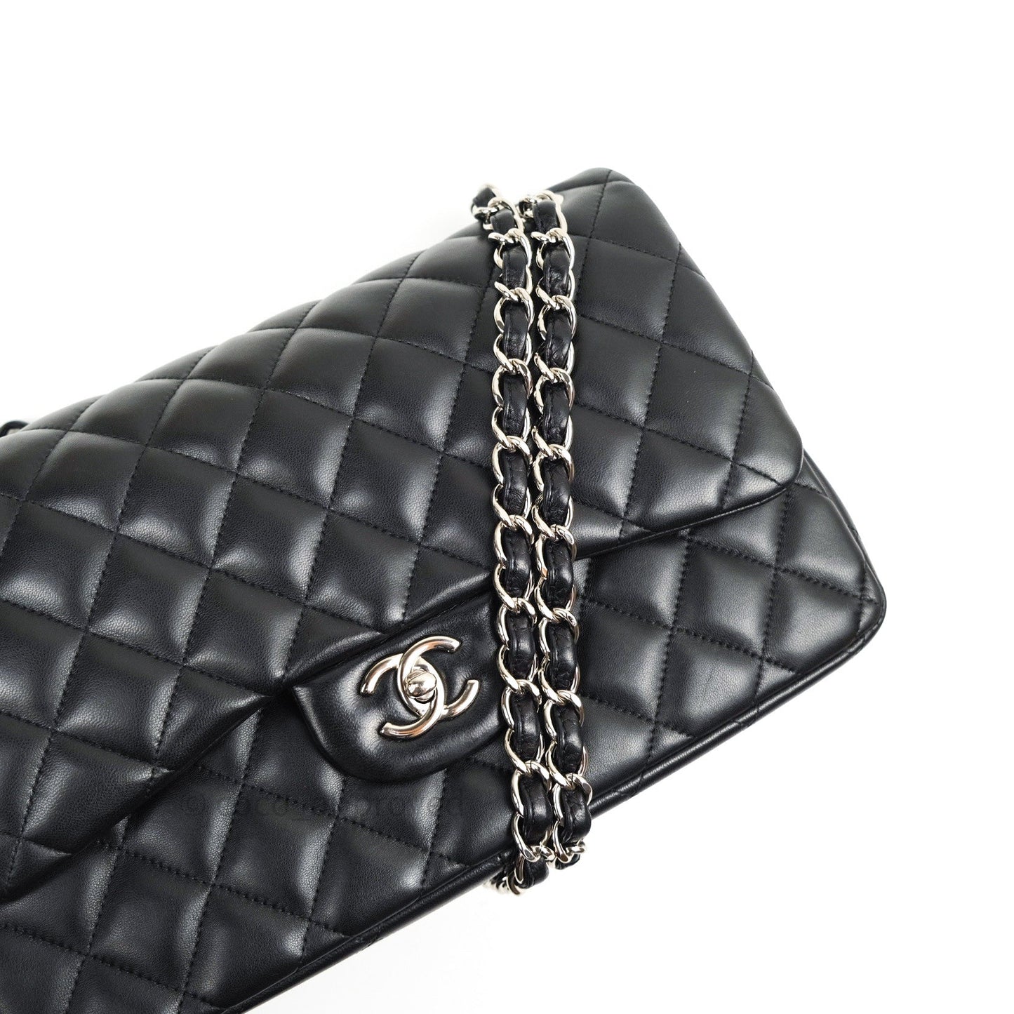 Chanel Jumbo Double Flap Black Lambskin Silver Hardware⁣⁣
