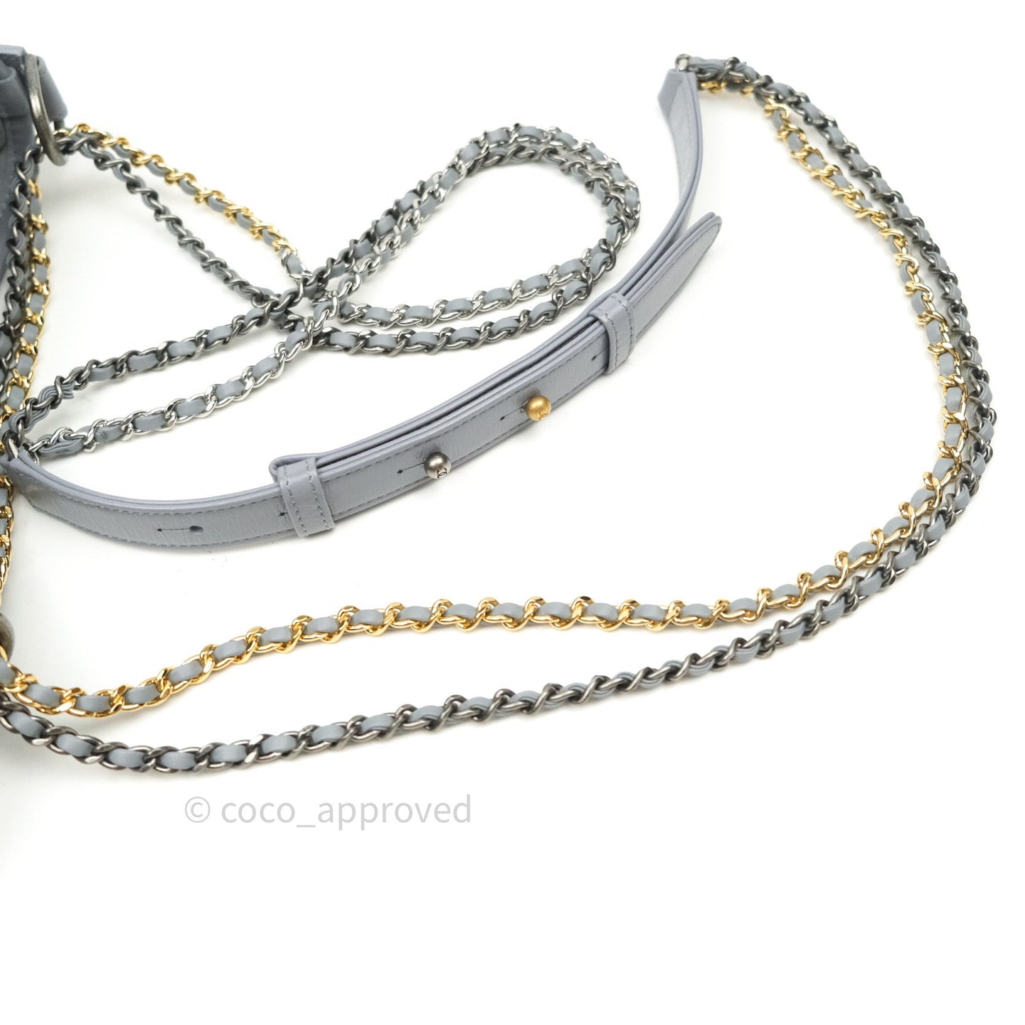 Chanel Calfskin Chevron Small Gabrielle Hobo Grey Mixed Hardware