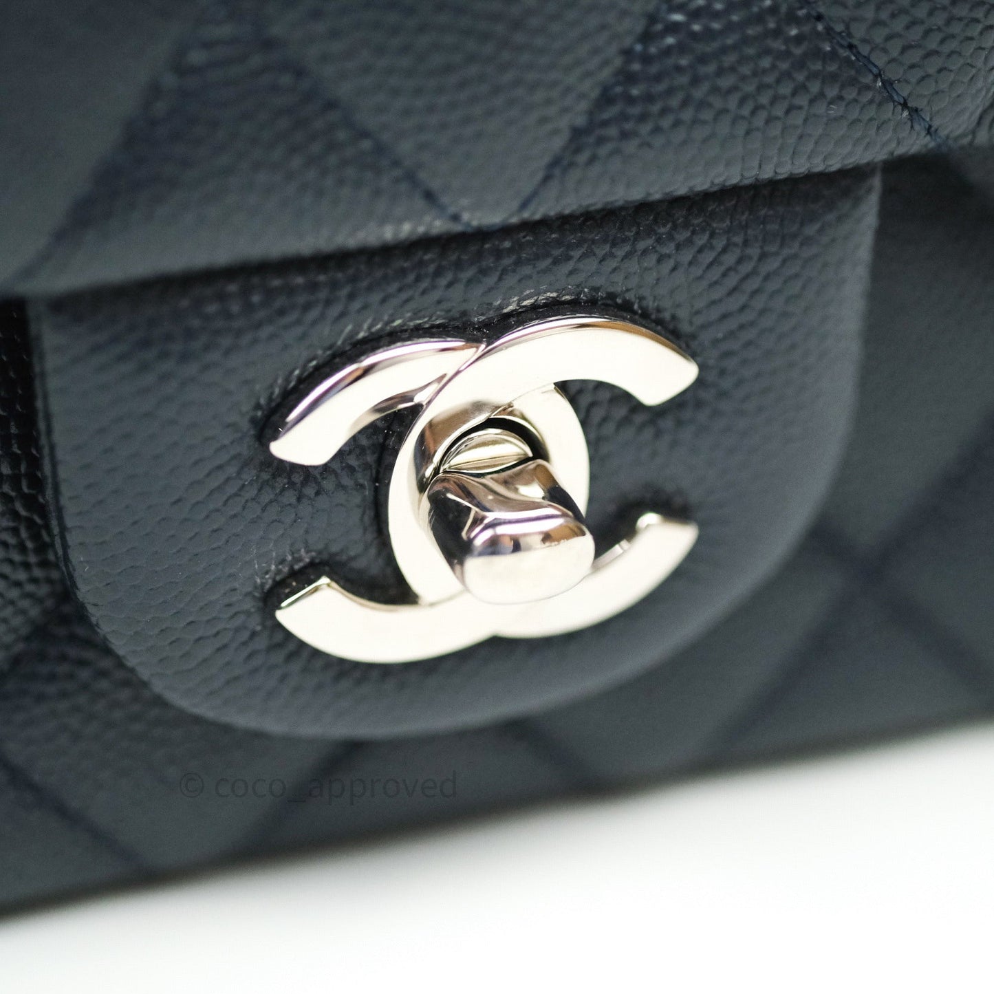 Chanel Quilted Mini Rectangular Navy Caviar Silver Hardware