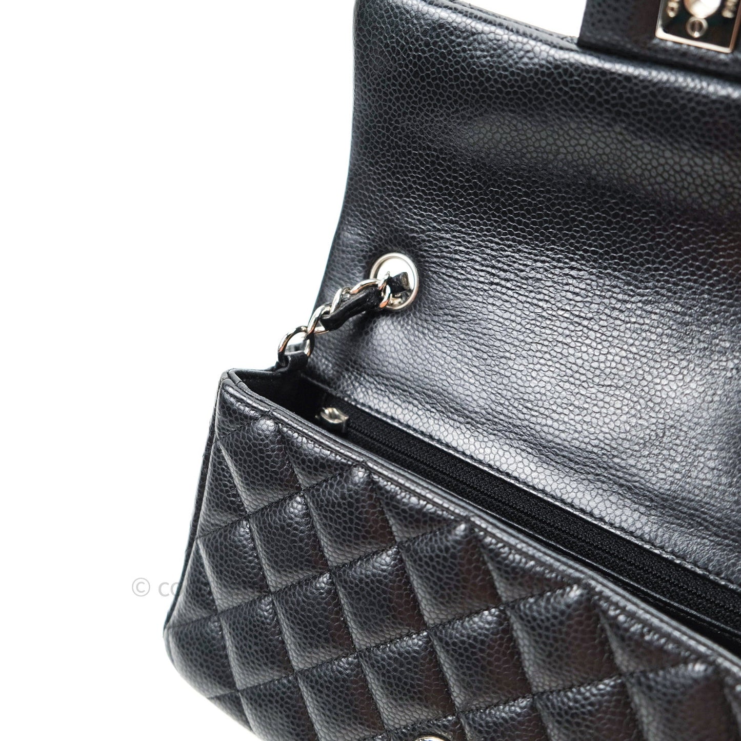 Chanel Quilted Mini Rectangular Black Caviar Silver Hardware 14B