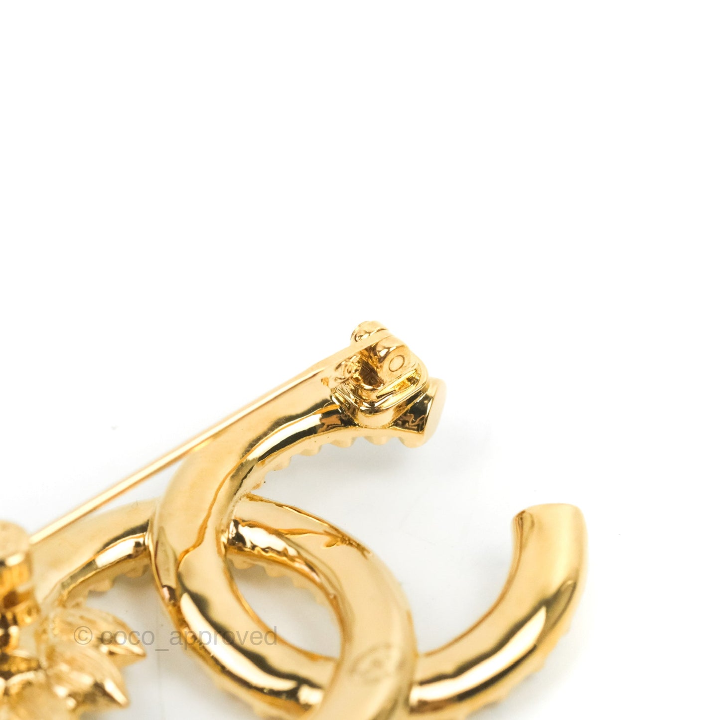 Chanel CC Crystal Brooch Gold Tone 22K