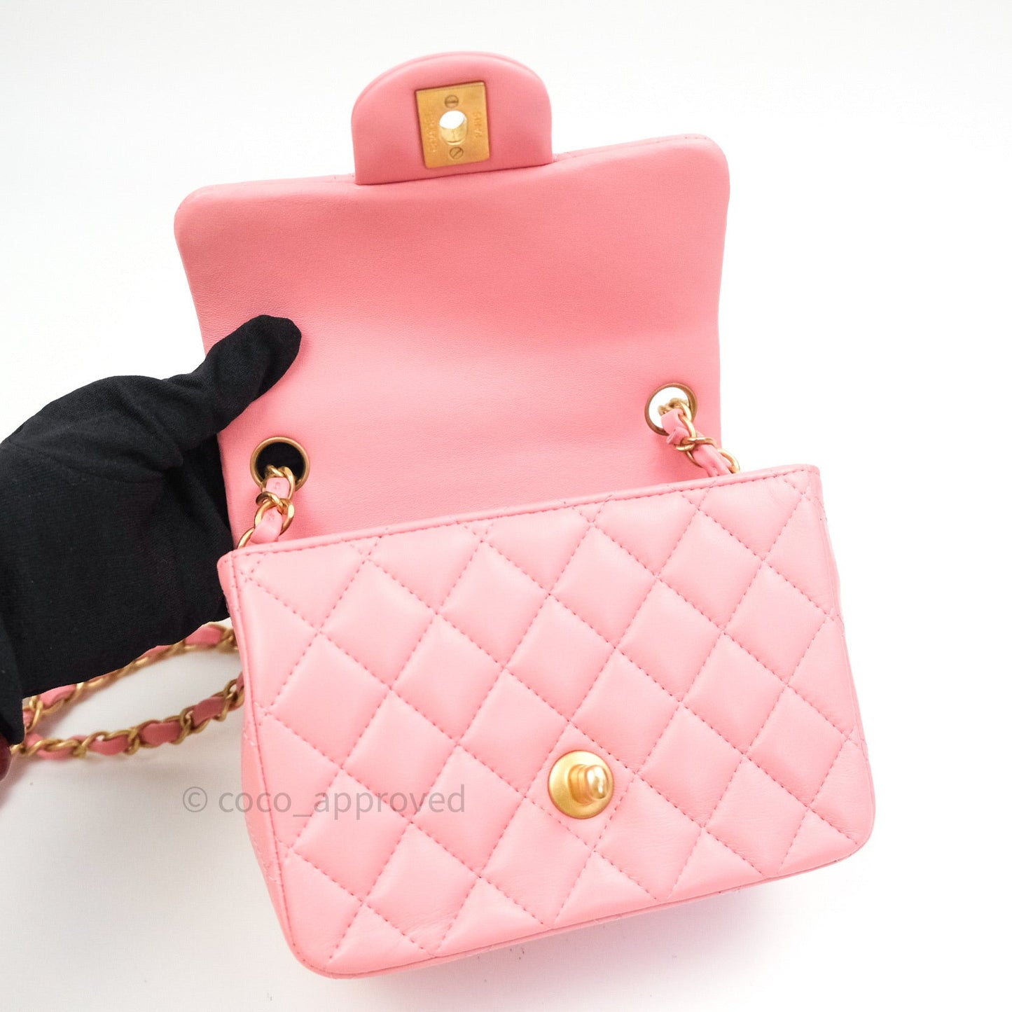 Chanel Mini Square Pink Lambskin Gold Hardware