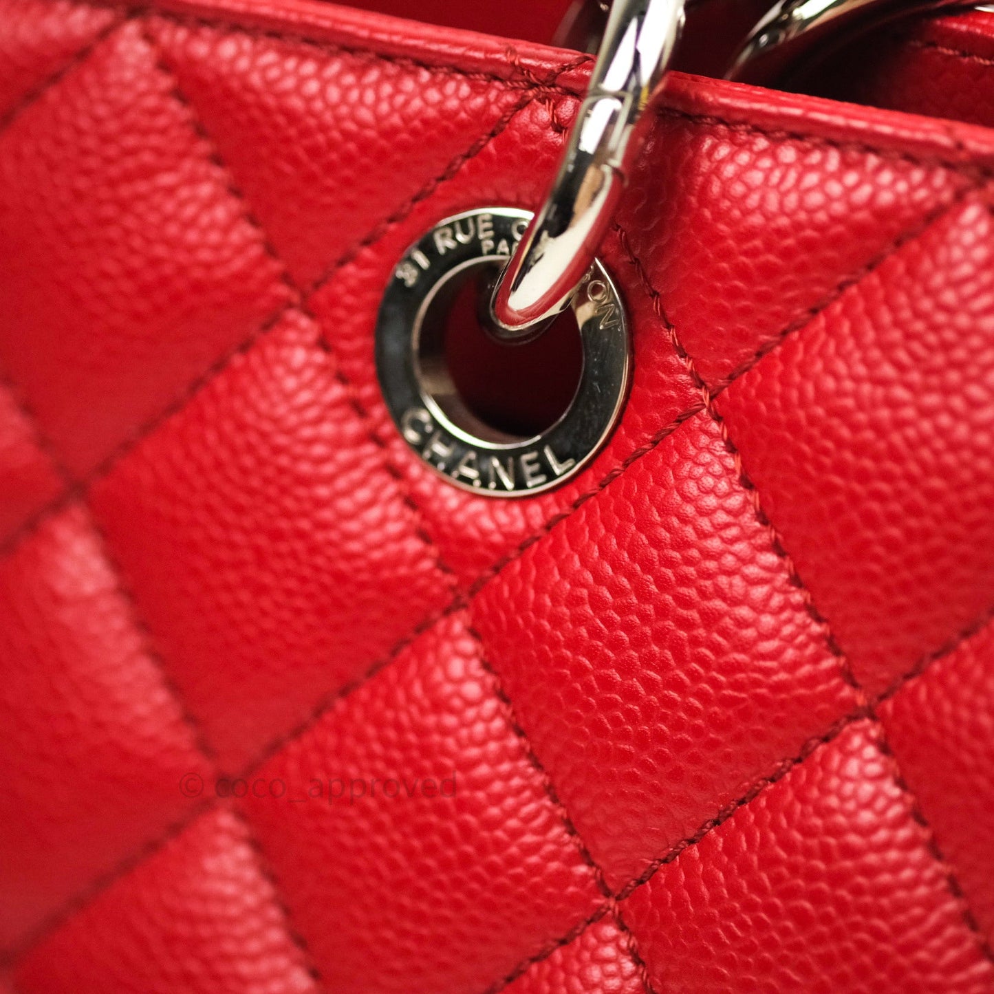 Chanel XL Grand Shopping Tote GST Red Caviar Silver Hardware