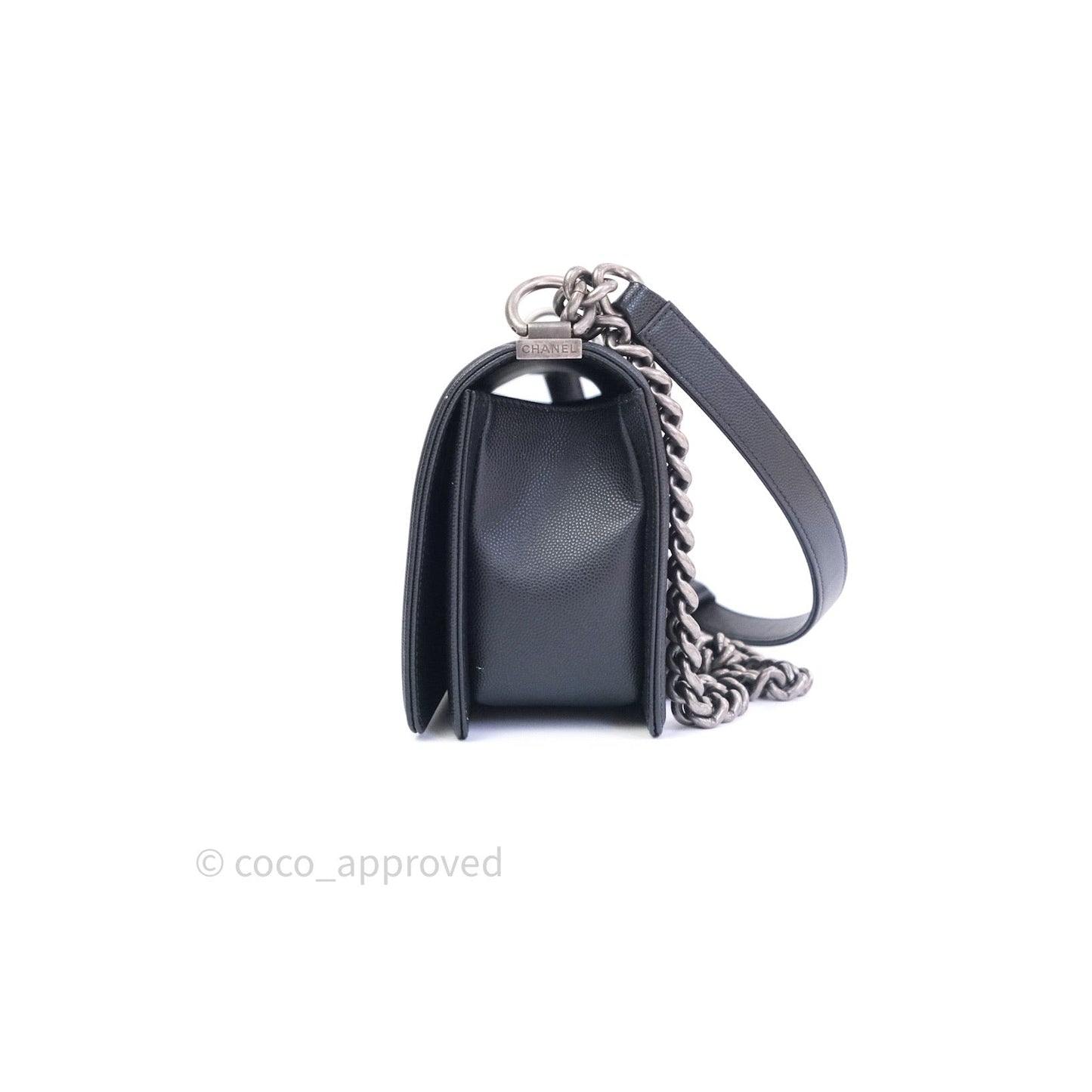 Chanel Boy Quilted Medium Black Caviar Ruthenium Hardware
